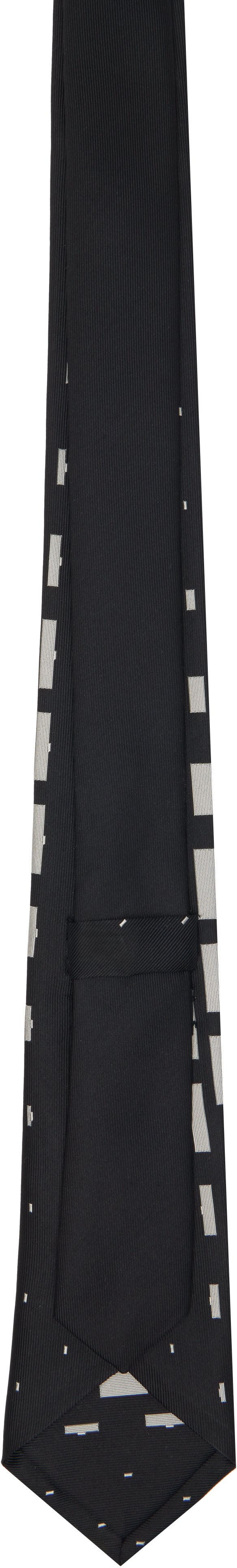 YOHJI YAMAMOTO: ブラック Square Pattern JQ Derby ネクタイ | SSENSE