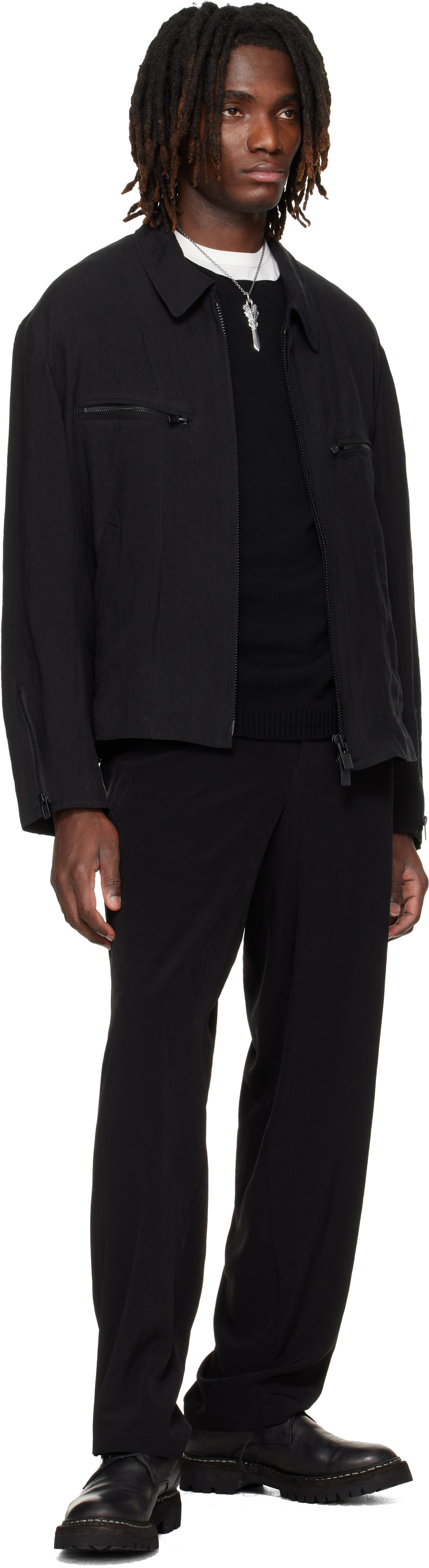 YOHJI YAMAMOTO: Black Zip Blouson Jacket | SSENSE