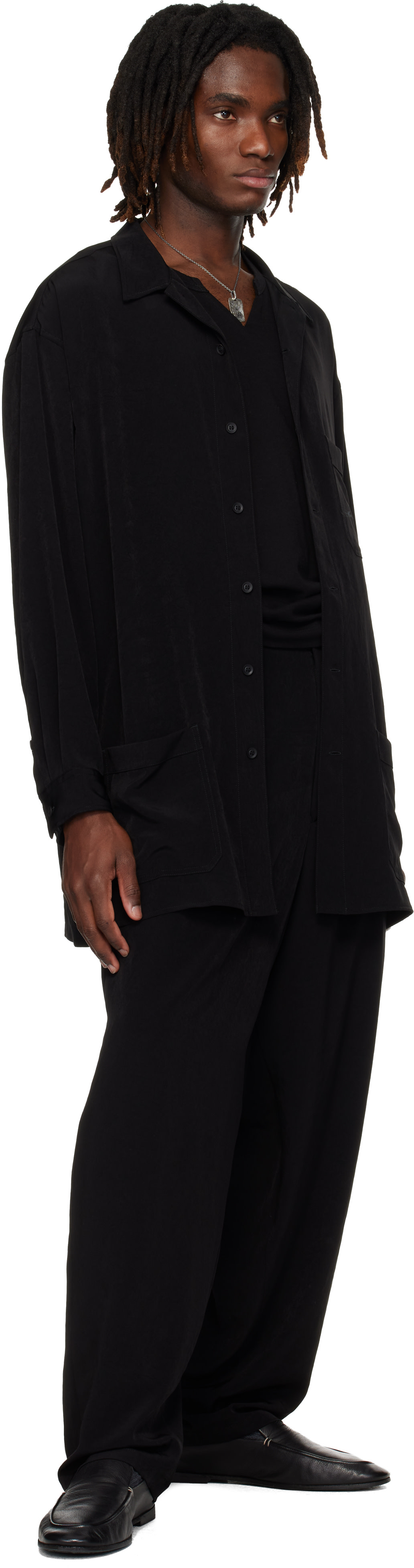 YOHJI YAMAMOTO: Black TA Tuxedo 1 Tuck Trousers | SSENSE