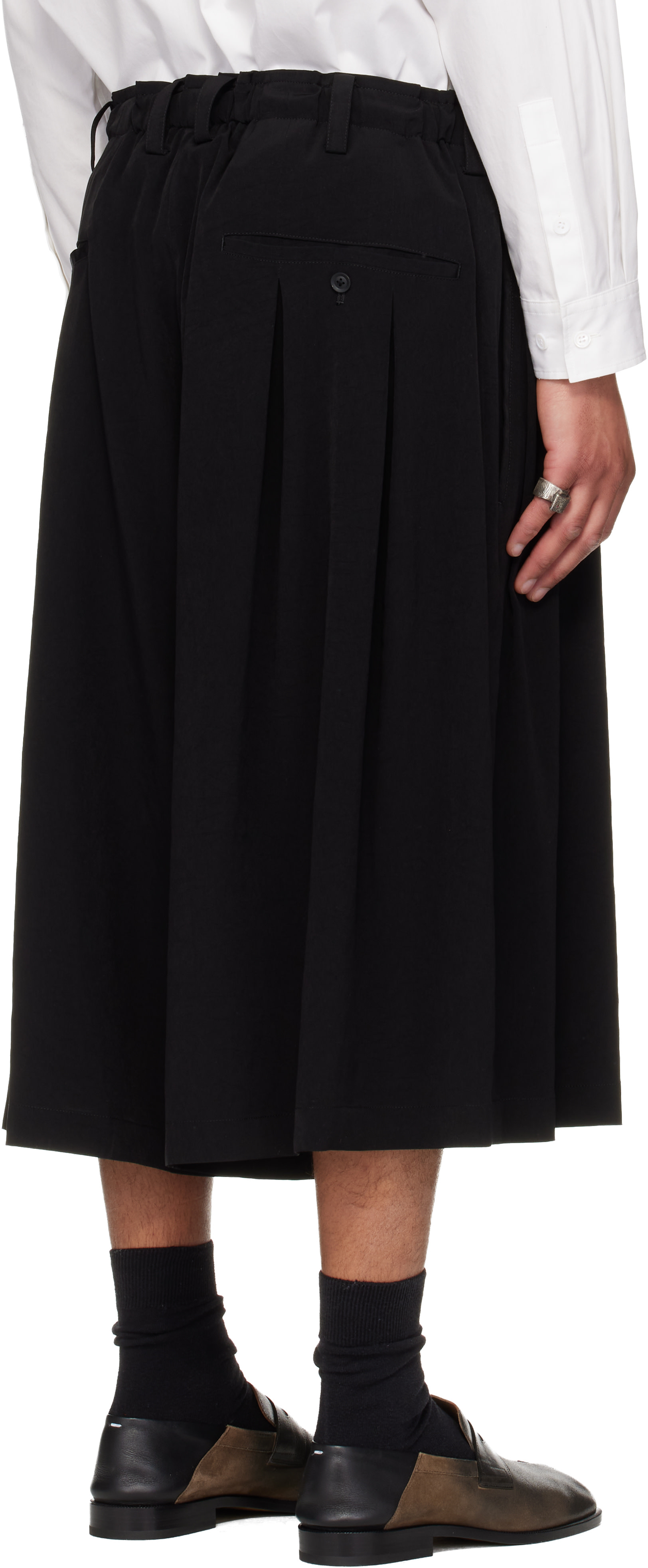 YOHJI YAMAMOTO: Black 8 Tucks Trousers | SSENSE