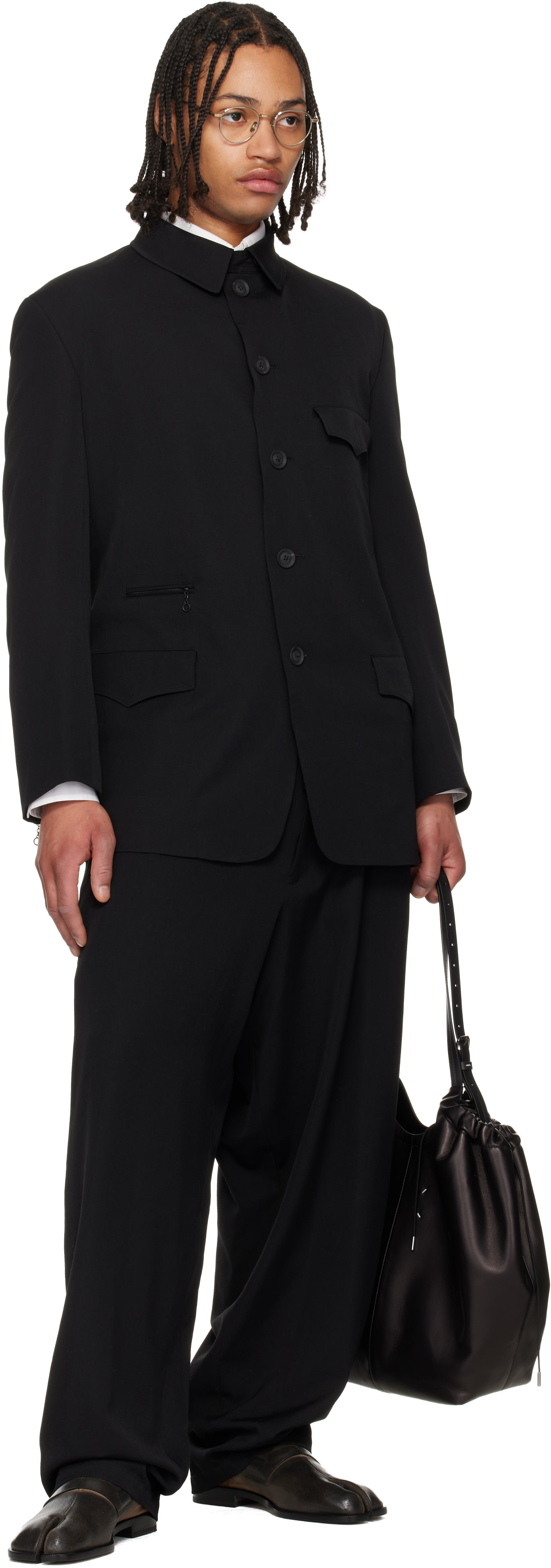 YOHJI YAMAMOTO: Black New Standard String Trousers | SSENSE