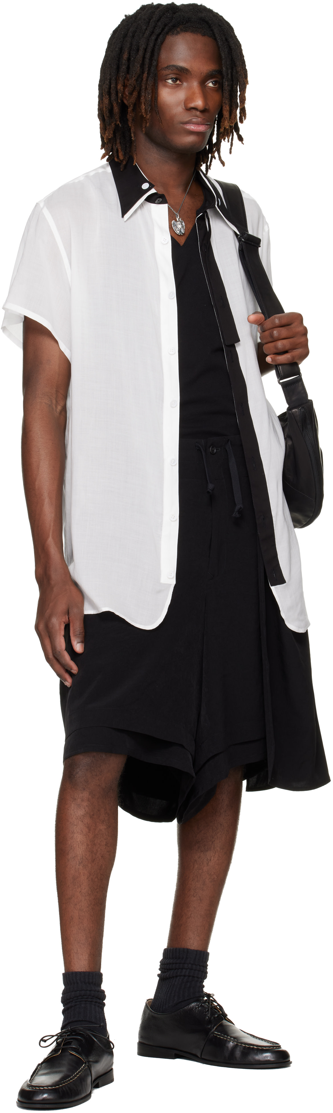 トップス Hai Tang YOHJI YAMAMOTO: White Double Collar B Shirt | SSENSE