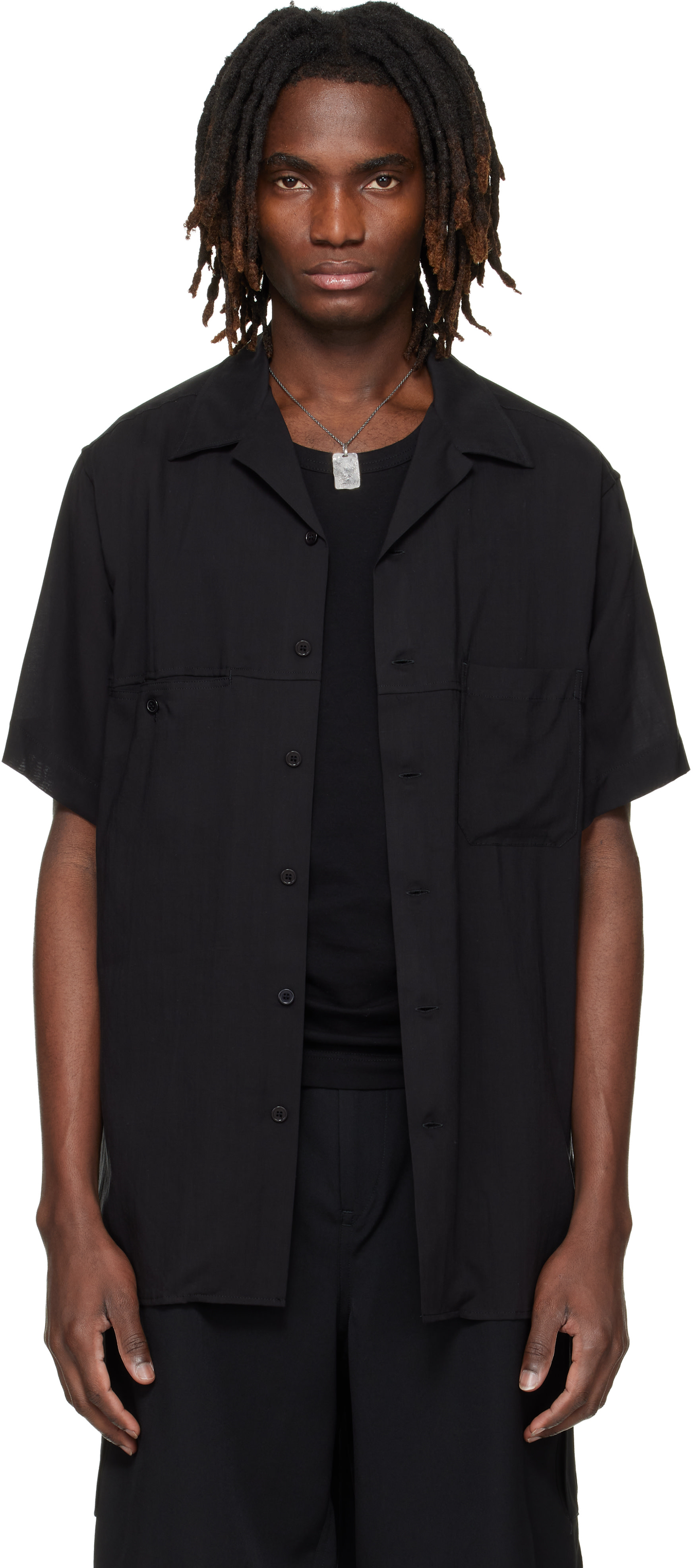 YOHJI YAMAMOTO - 블랙 패널 B 셔츠