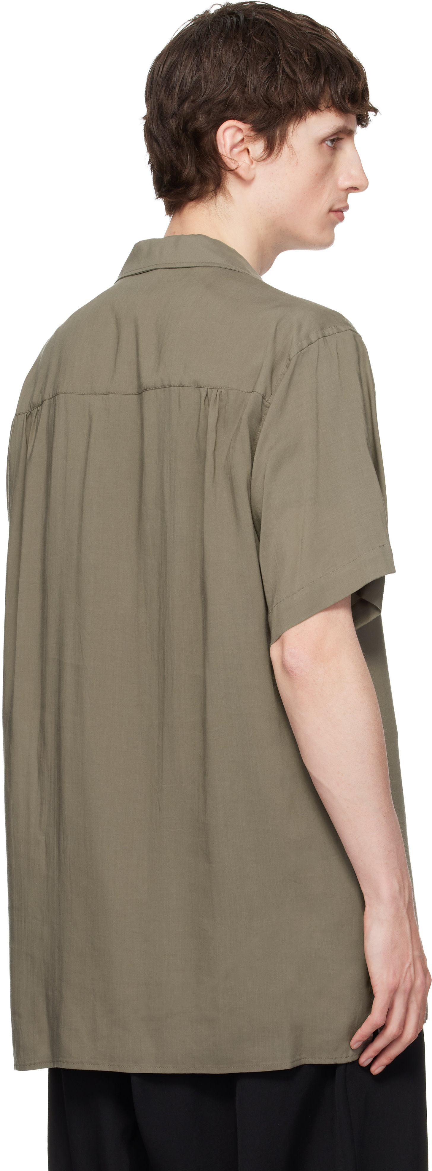 YOHJI YAMAMOTO: ベージュ Cellulose Lawn Panel オープンカラーシャツ