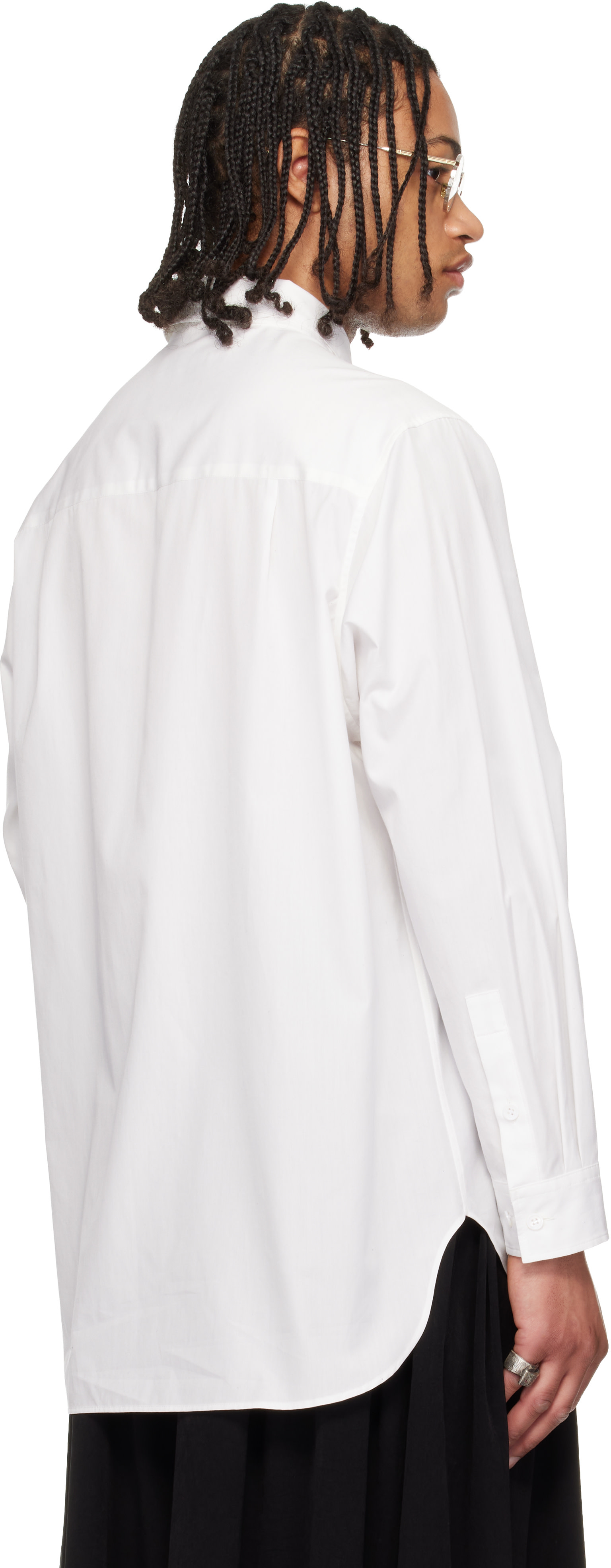 YOHJI YAMAMOTO: White Cotton Broad Double Collar Shirt | SSENSE Canada