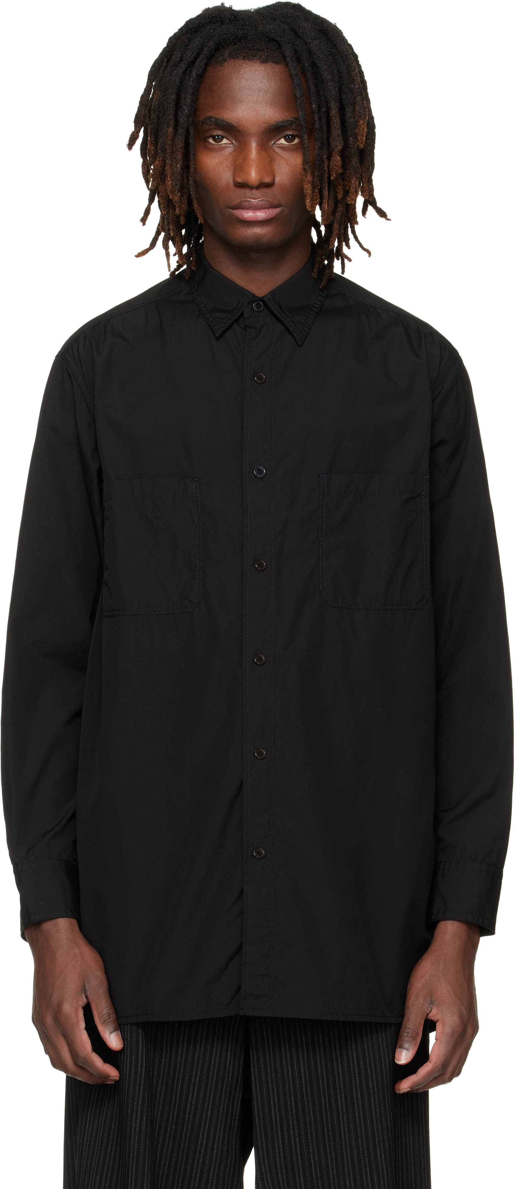 YOHJI YAMAMOTO: Black Big Standard Chain Stitch Shirt | SSENSE