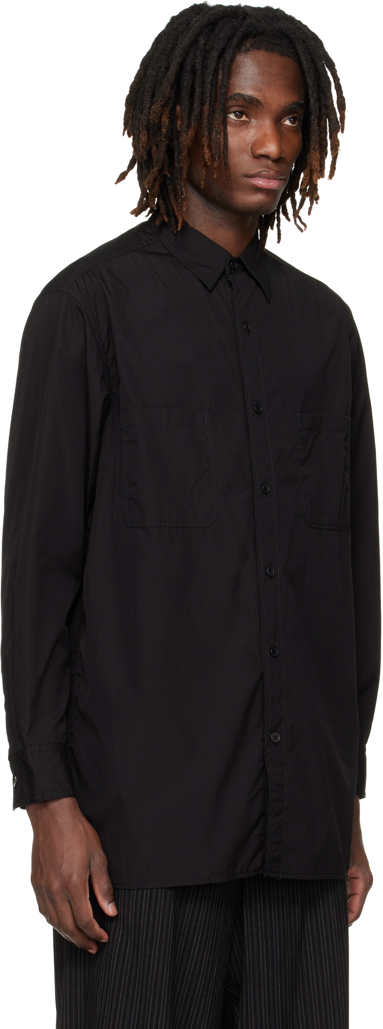 YOHJI YAMAMOTO: Black Big Standard Chain Stitch Shirt | SSENSE