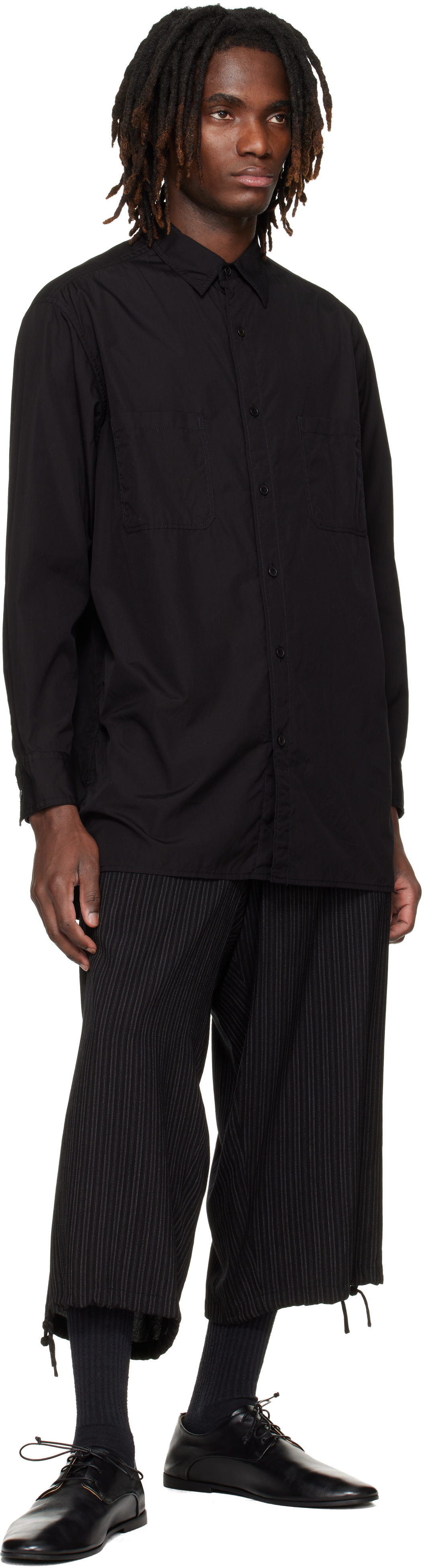 YOHJI YAMAMOTO: Black Big Standard Chain Stitch Shirt | SSENSE