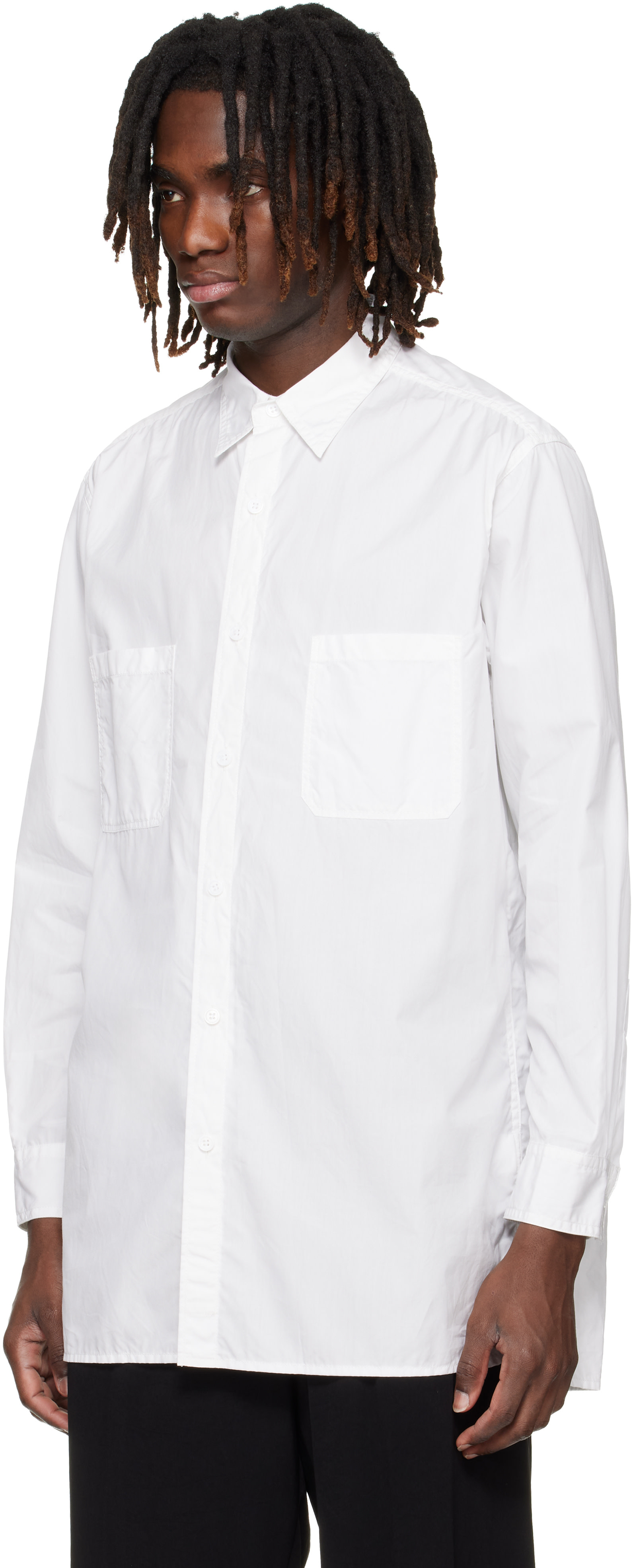 トップス SKMT420 YOHJI YAMAMOTO: White Big Standard Chain Stitch Shirt | SSENSE
