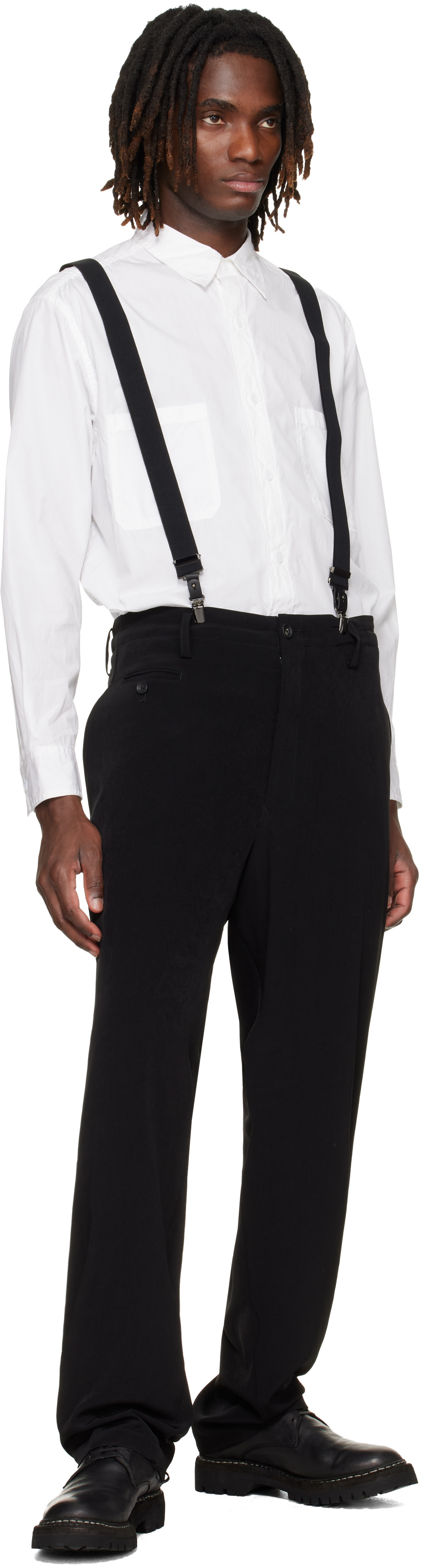 YOHJI YAMAMOTO: ブラック Woolly Spin Tape 30mm 2way サスペンダー