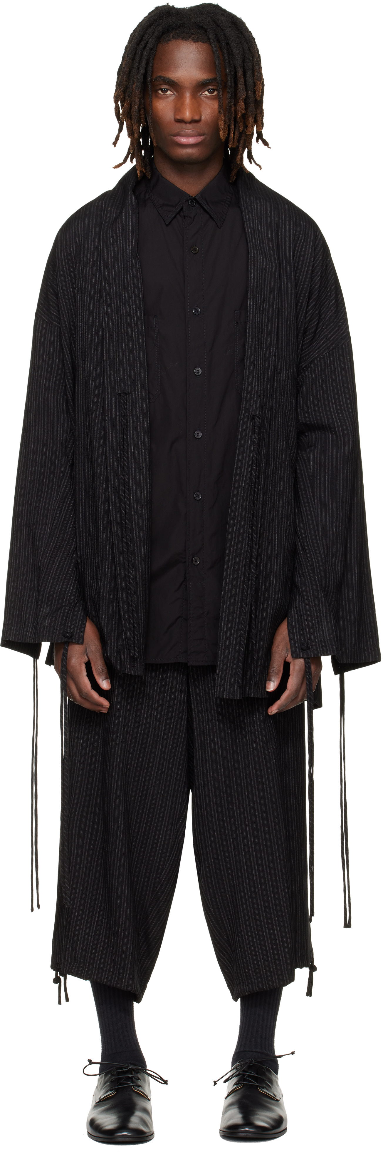 YOHJI YAMAMOTO - 블랙 스트라이프 재킷