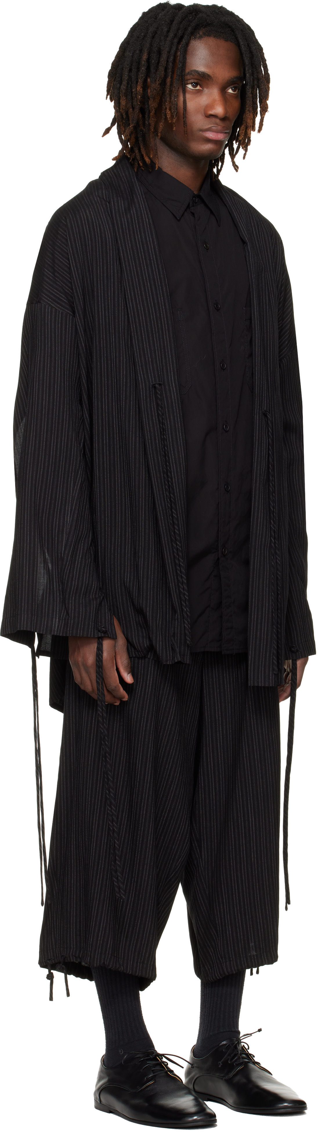YOHJI YAMAMOTO - 블랙 스트라이프 재킷