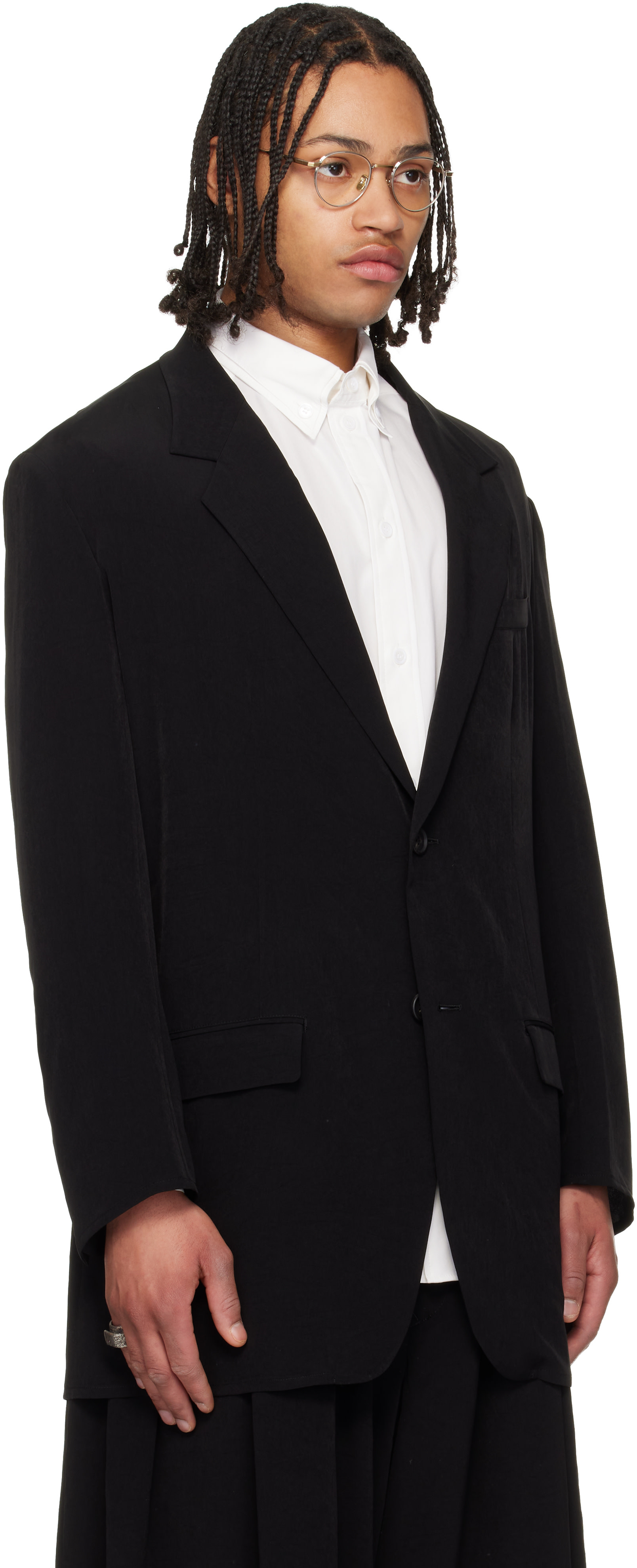YOHJI YAMAMOTO: ブラック TA Tuxedo 2つボタン テーラードジャケット