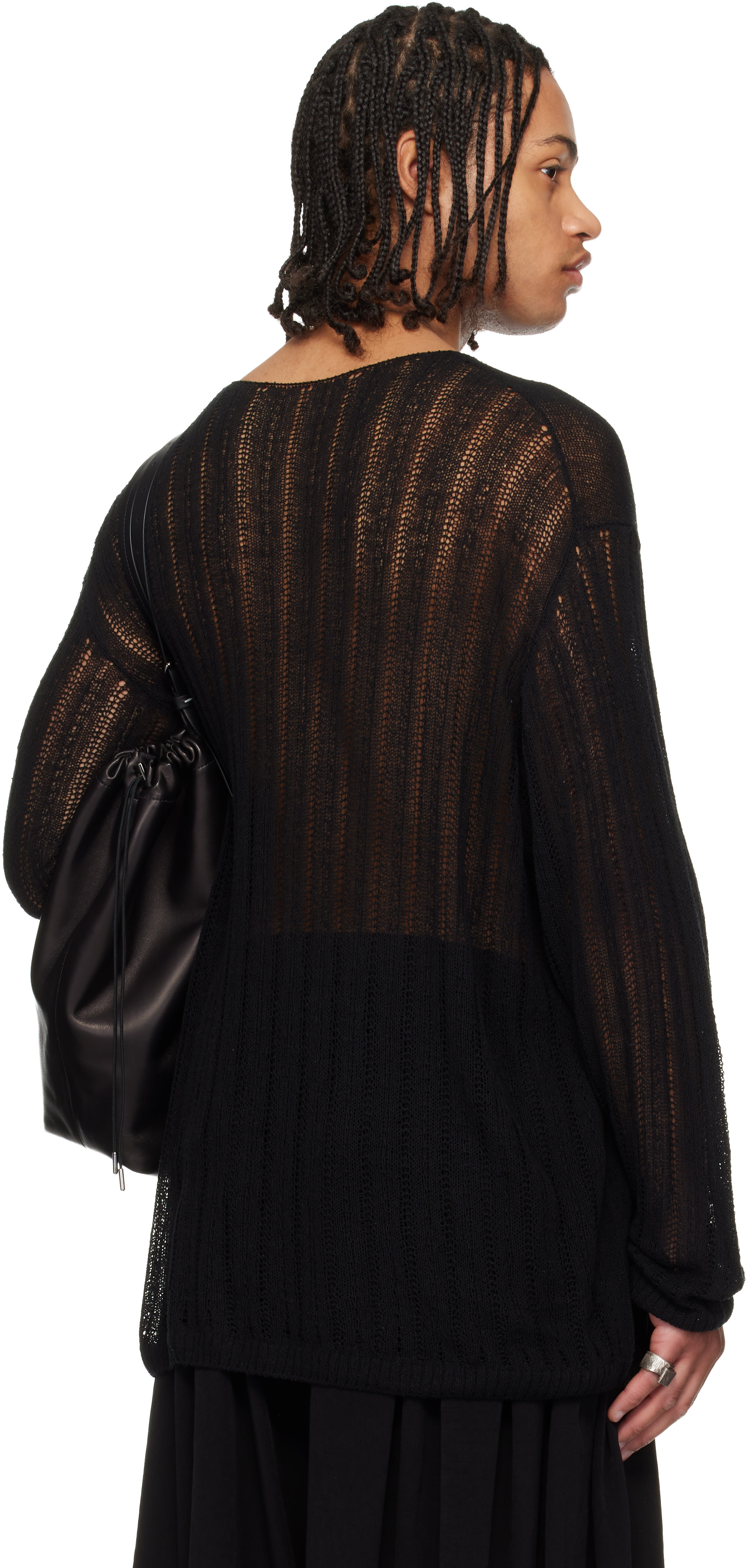 YOHJI YAMAMOTO - ブラック ラウンドネック プルオーバーセーター