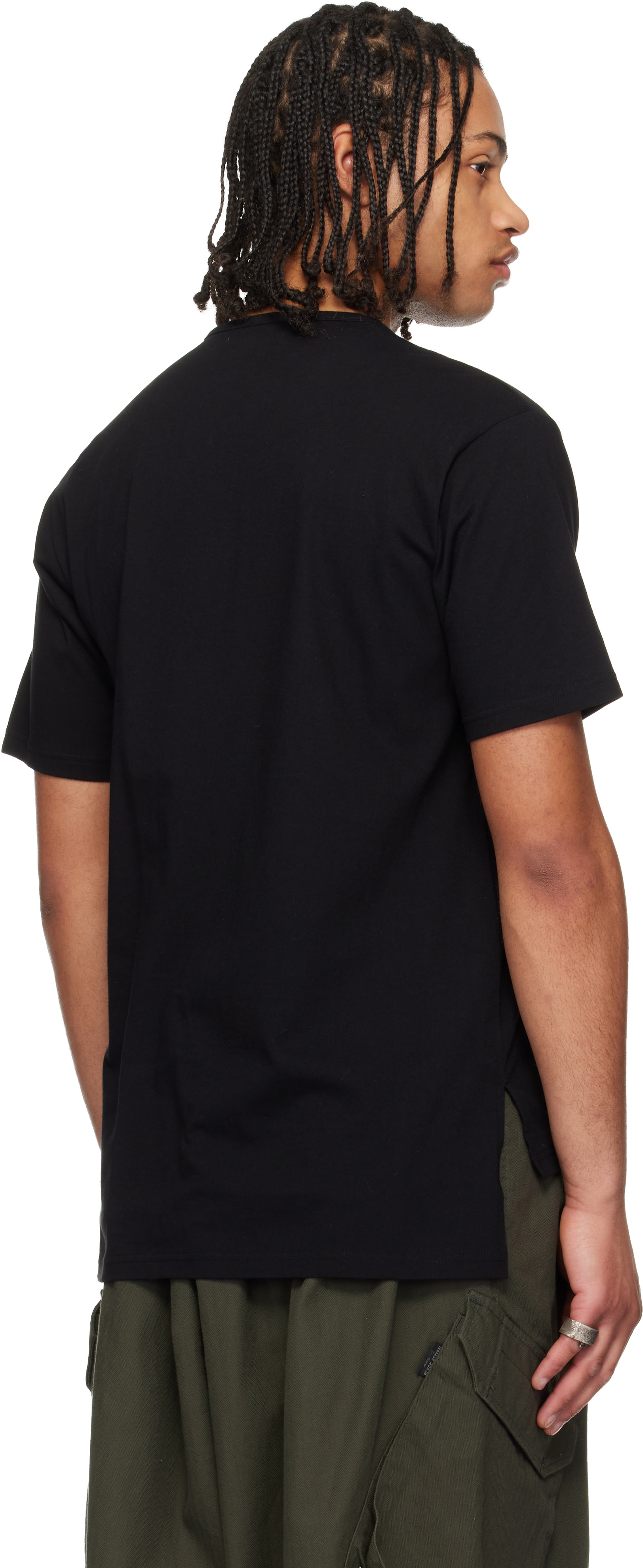 YOHJI YAMAMOTO: Black Asymmetrical Henley | SSENSE