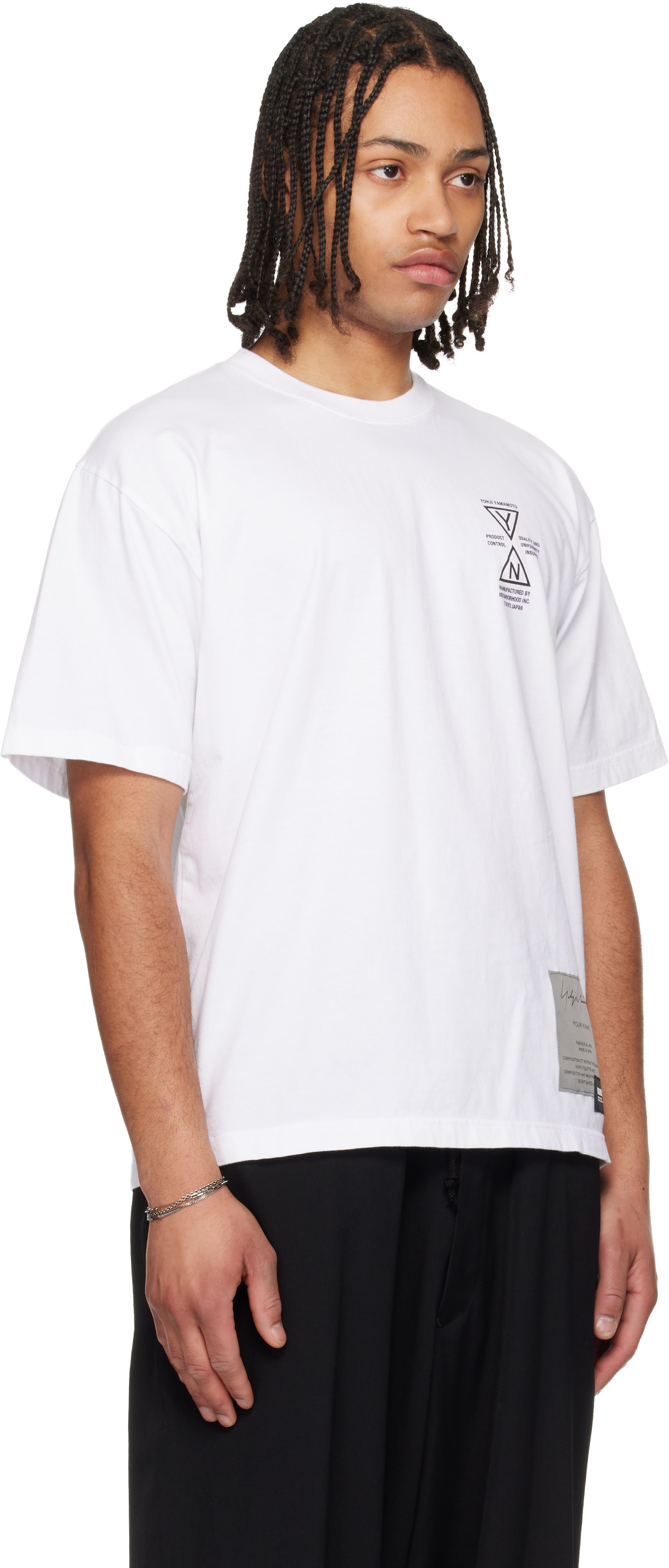 YOHJI YAMAMOTO: White Neighborhood Edition SS-1 T-shirt | SSENSE