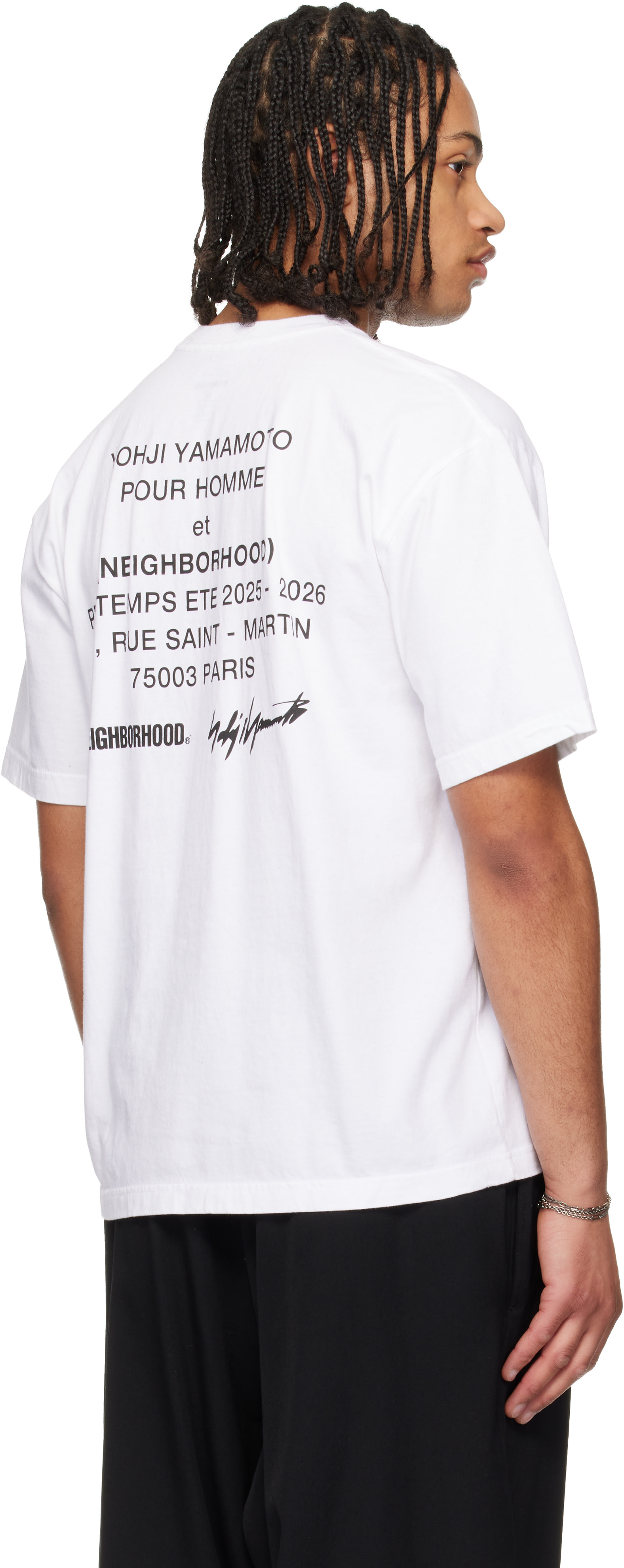YOHJI YAMAMOTO: White Neighborhood Edition SS-1 T-shirt | SSENSE