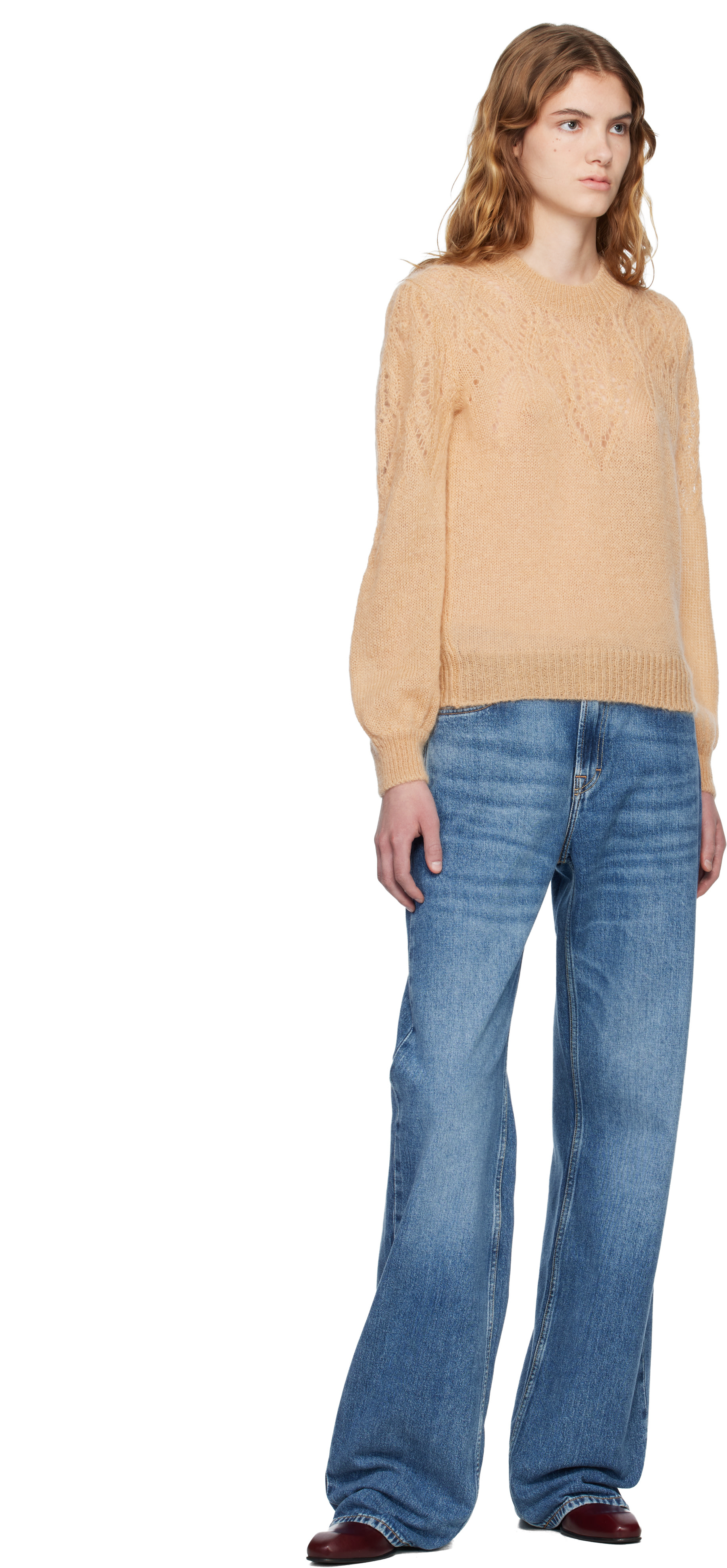 Isabel Marant Etoile: タン Jenia Openwork モヘアニット プル