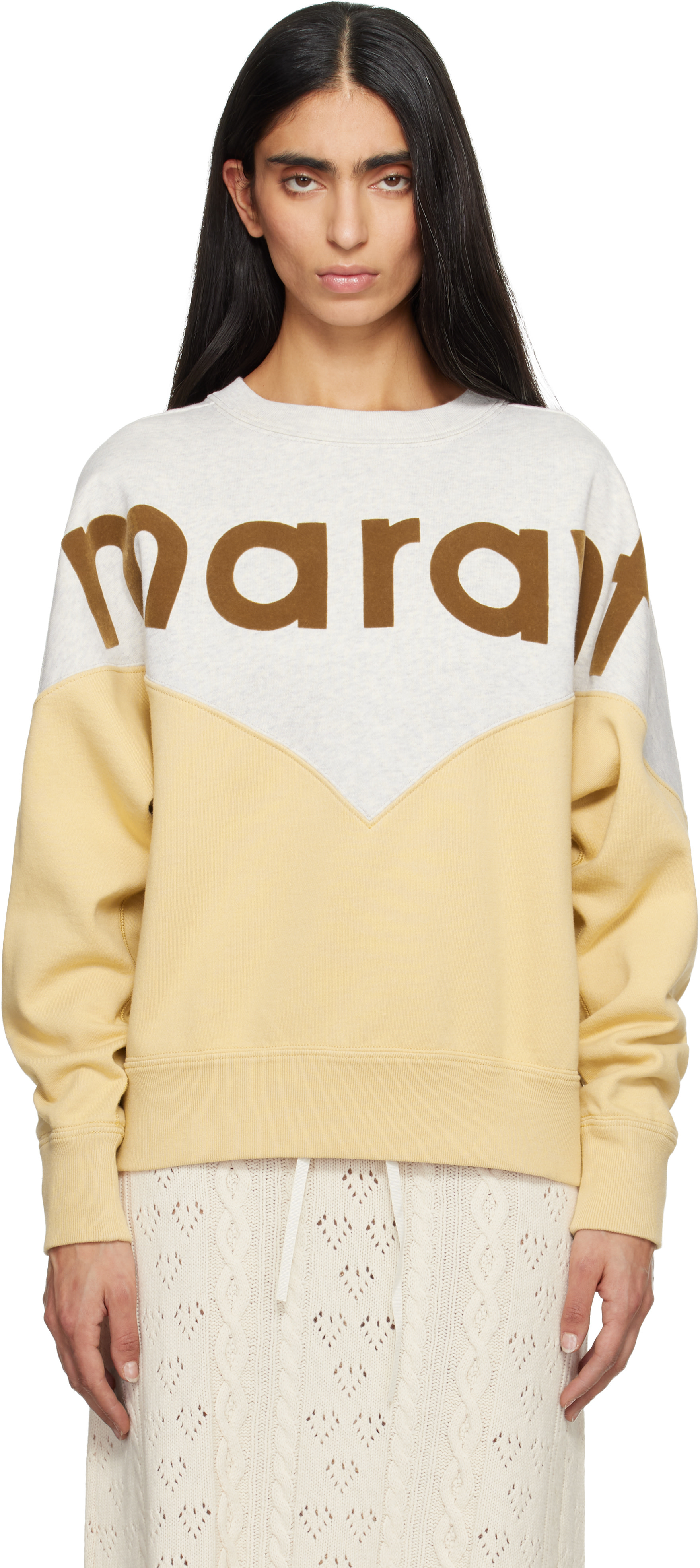 Isabel Marant Etoile - Pull molletonné Houston gris et jaune