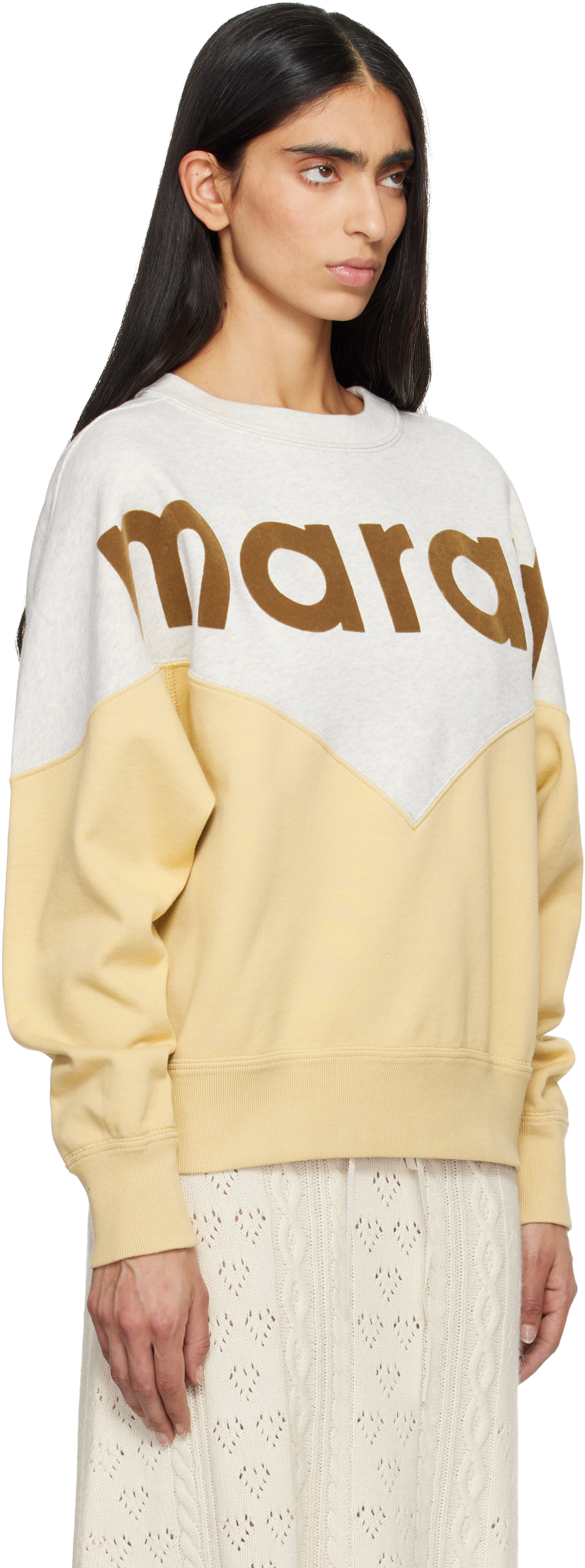 Isabel Marant Etoile - Pull molletonné Houston gris et jaune