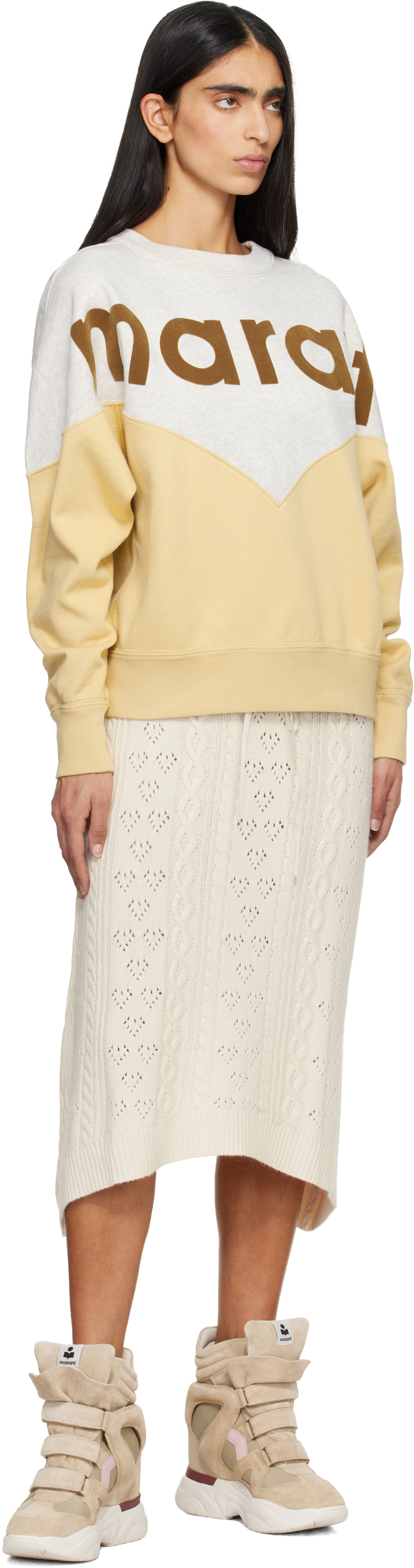 Isabel Marant Etoile - Pull molletonné Houston gris et jaune