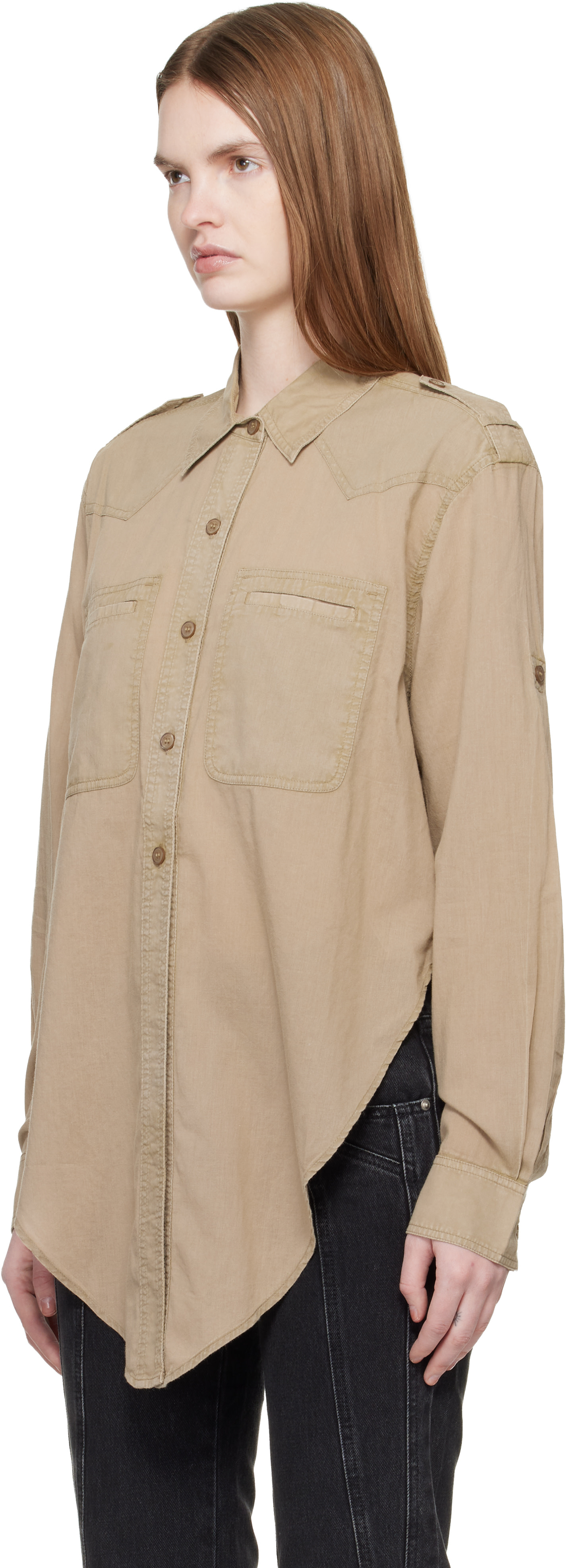 Isabel Marant Etoile: Khaki Valiane Shirt | SSENSE Isabel Marant Etoile: Khaki Valiane Shirt | SSENSE