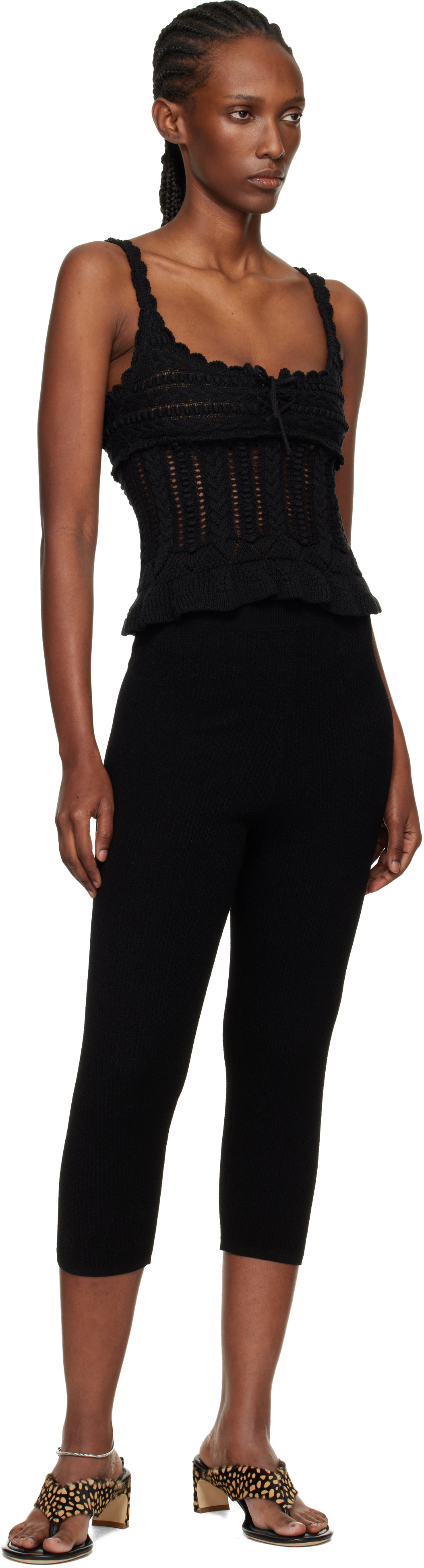 isabel marant etoile klow top Isabel Marant Etoile Black Neves Frilly Cotton Knit Top