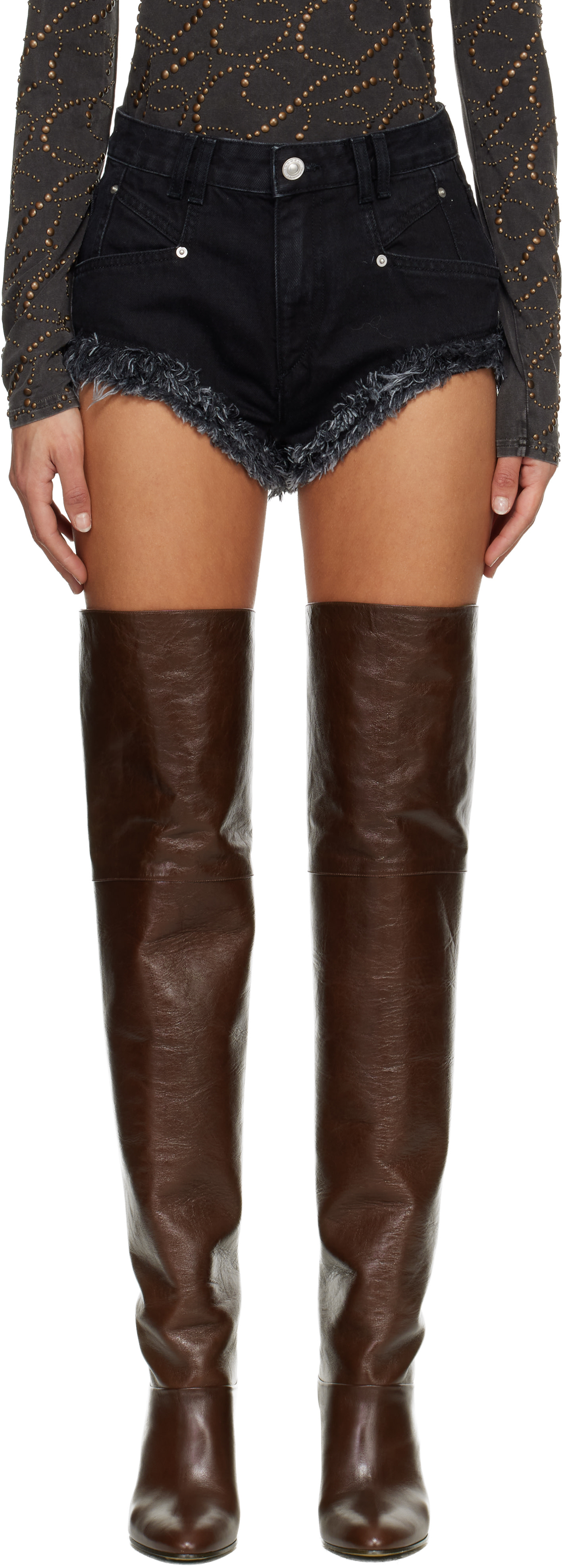 Isabel Marant - Short Eneidala noir en denim