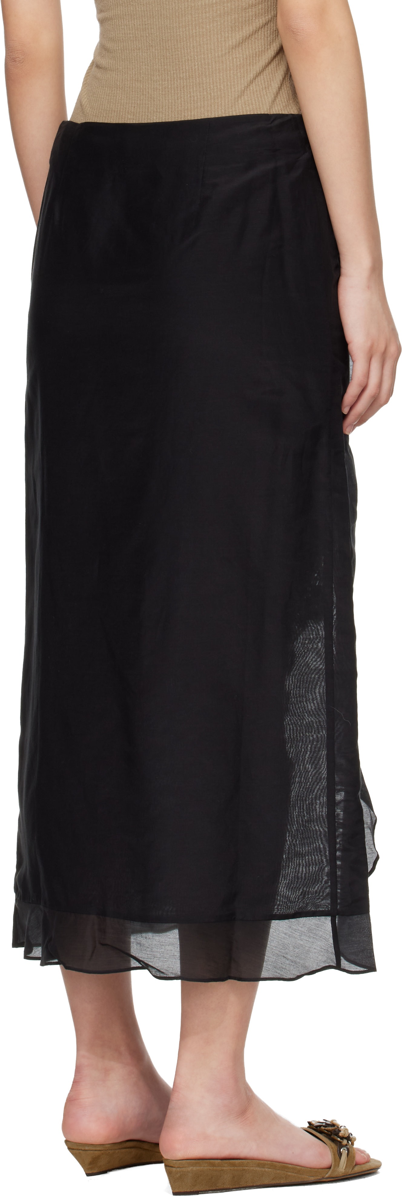 Isabel Marant: Black Velina Crochet Cotton Silk Midi Skirt | SSENSE
