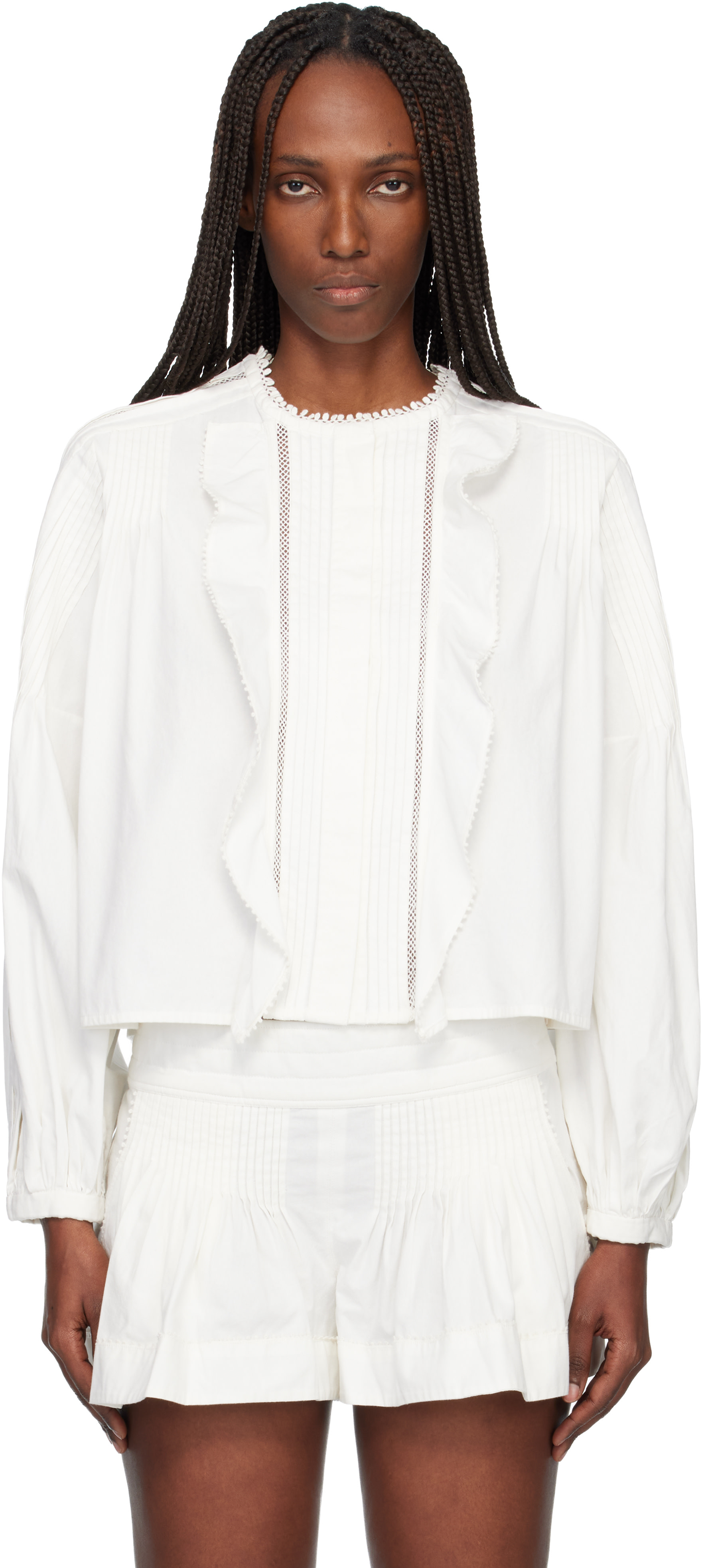 Ｙ*様 美品!ISABEL MARANT ETOILE 長袖ブラウス ホワイト Isabel Marant: White Cubraly Shirt | SSENSE