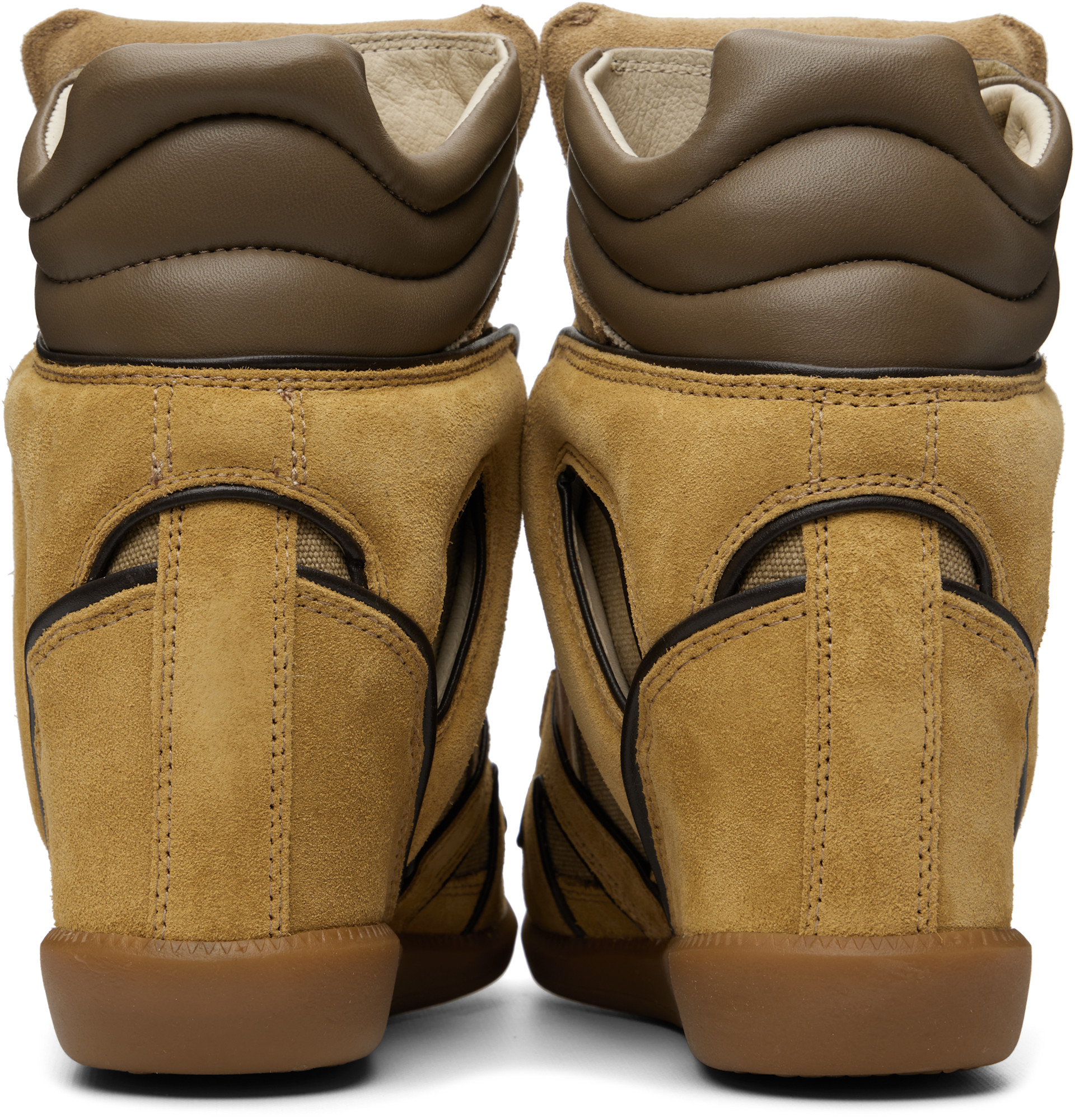 インヒールスニーカー IsabelMarant カーキ 本革 カーフ&ラム 23 Isabel Marant: カーキ＆タン Bekett スニーカー | SSENSE 日本