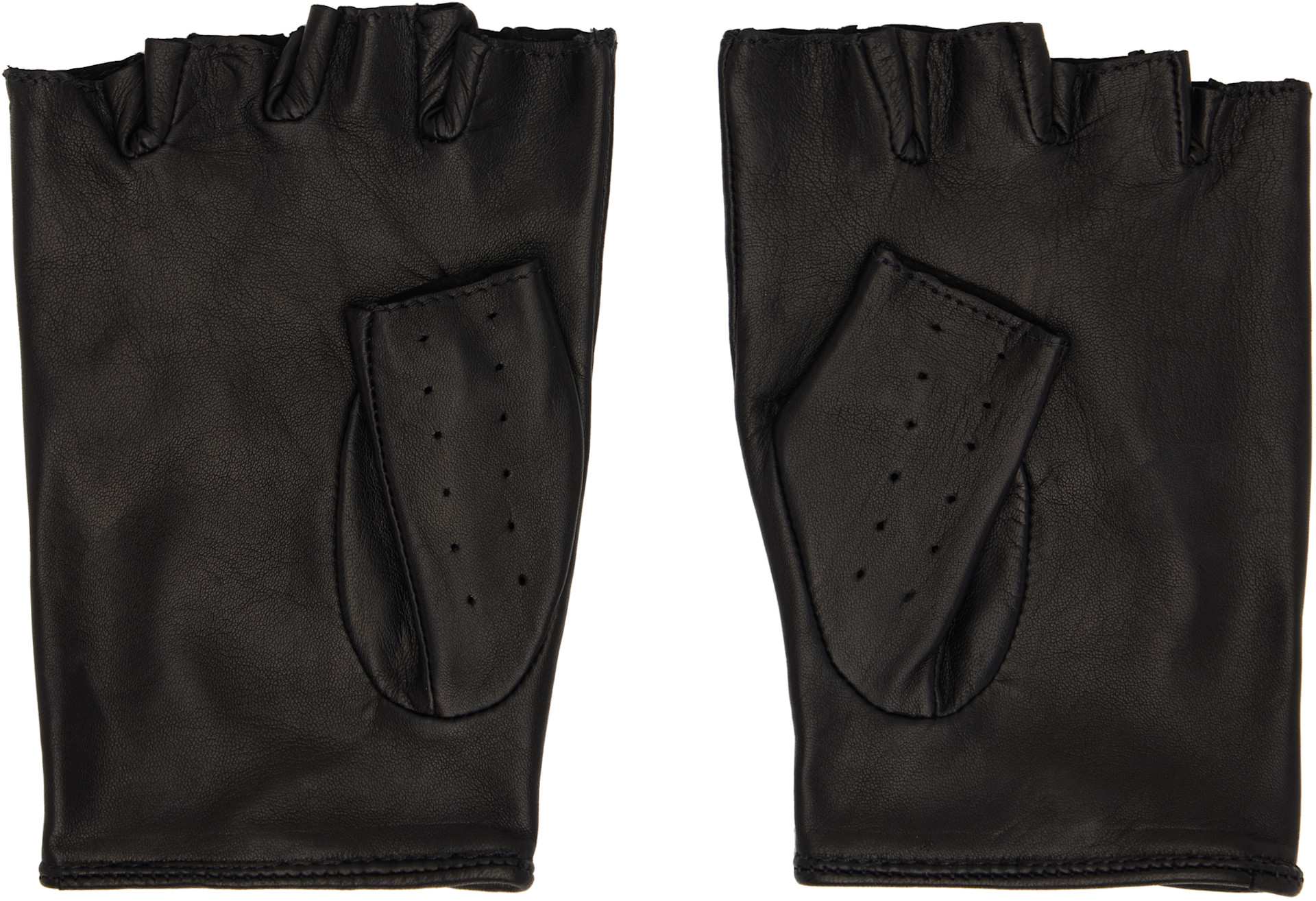 Ernest W. Baker: Black Open Finger Driving Gloves | SSENSE