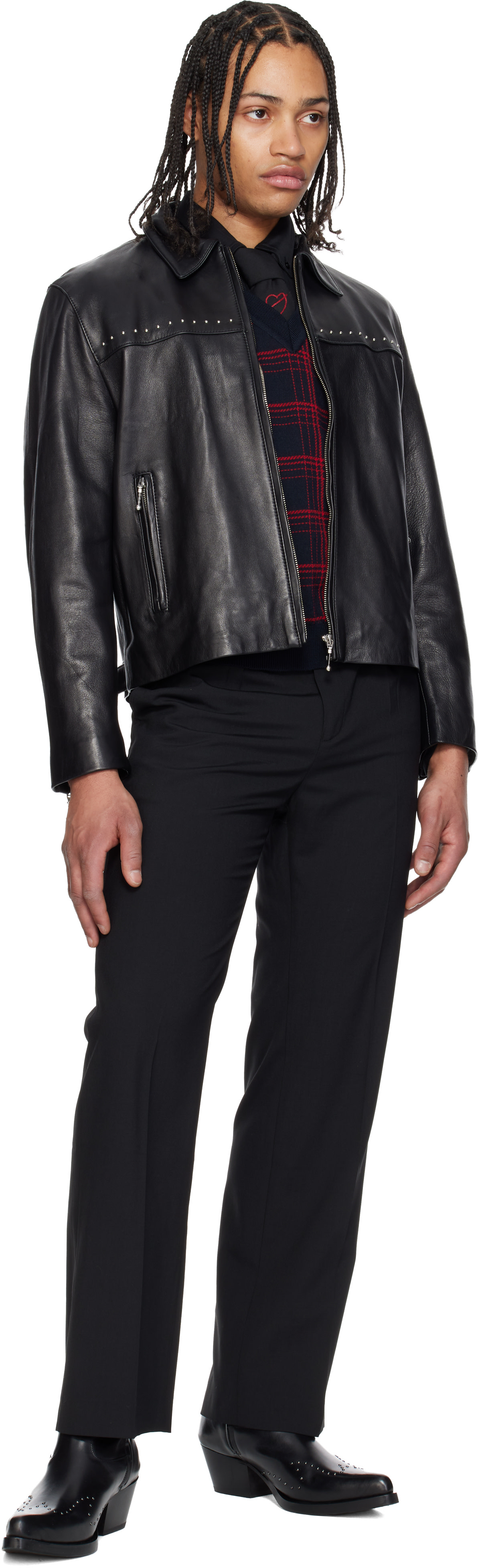 Ernest W. Baker: Black Heart Embroidered Tie | SSENSE