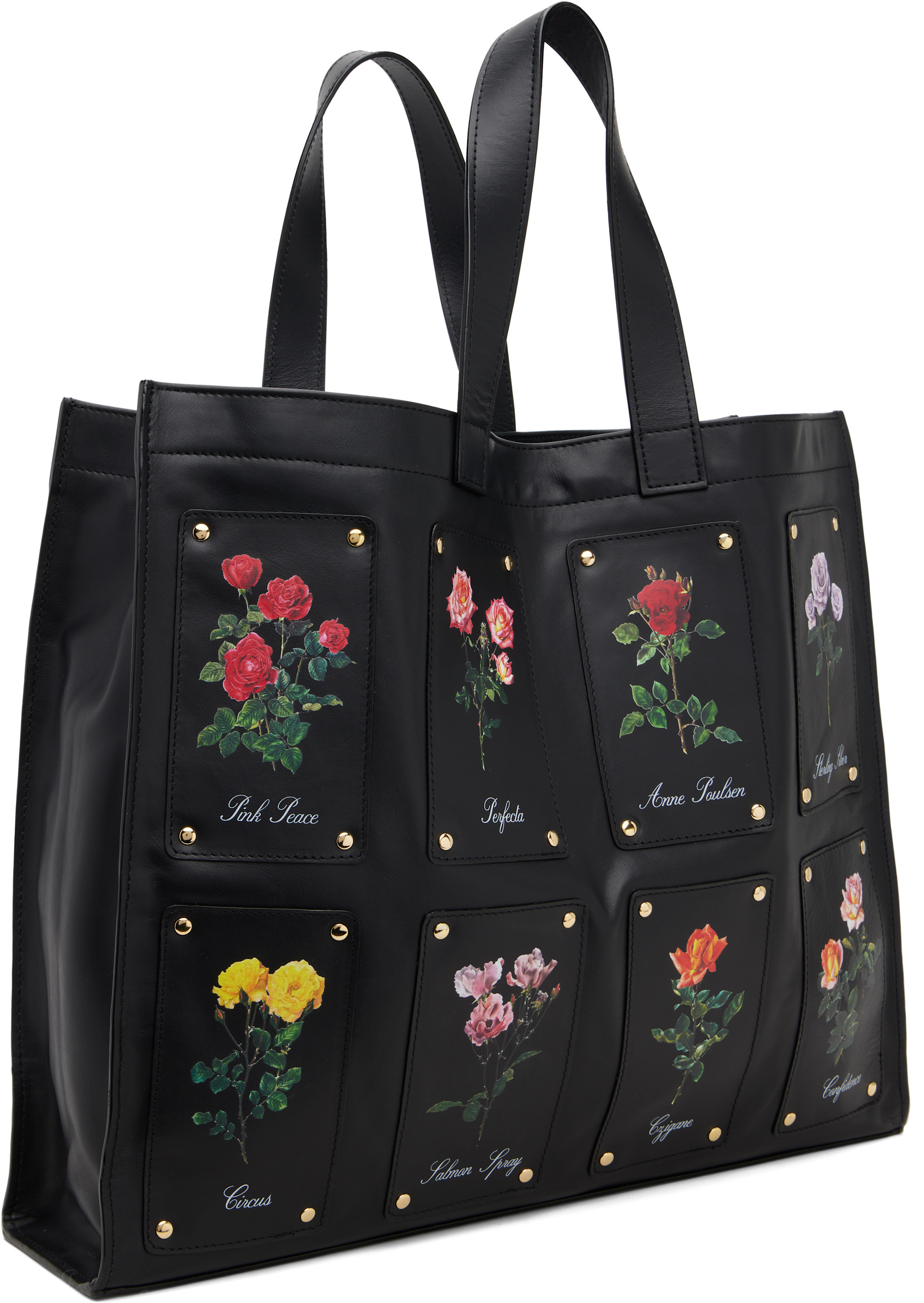 ERNEST W. BAKER: ブラック Patched Rose Shopper トートバッグ