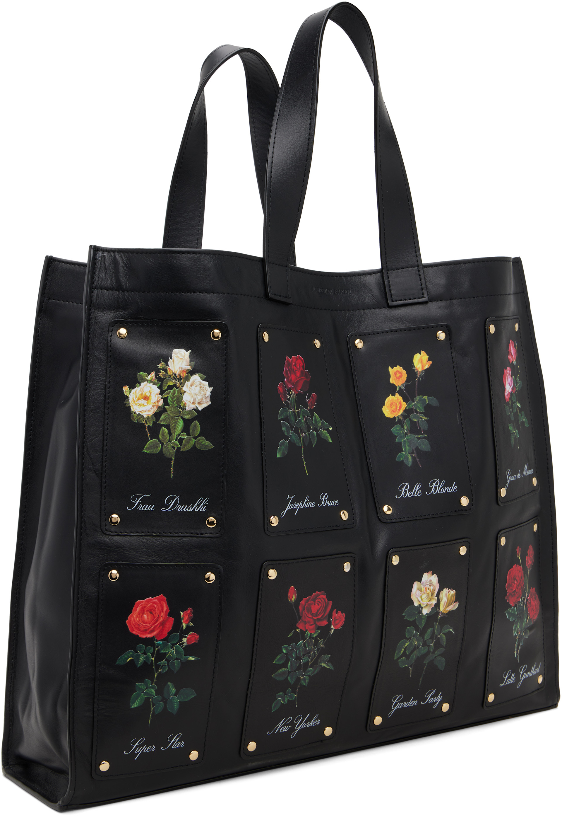 Ernest W. Baker - Black Patched Rose Shopper Tote