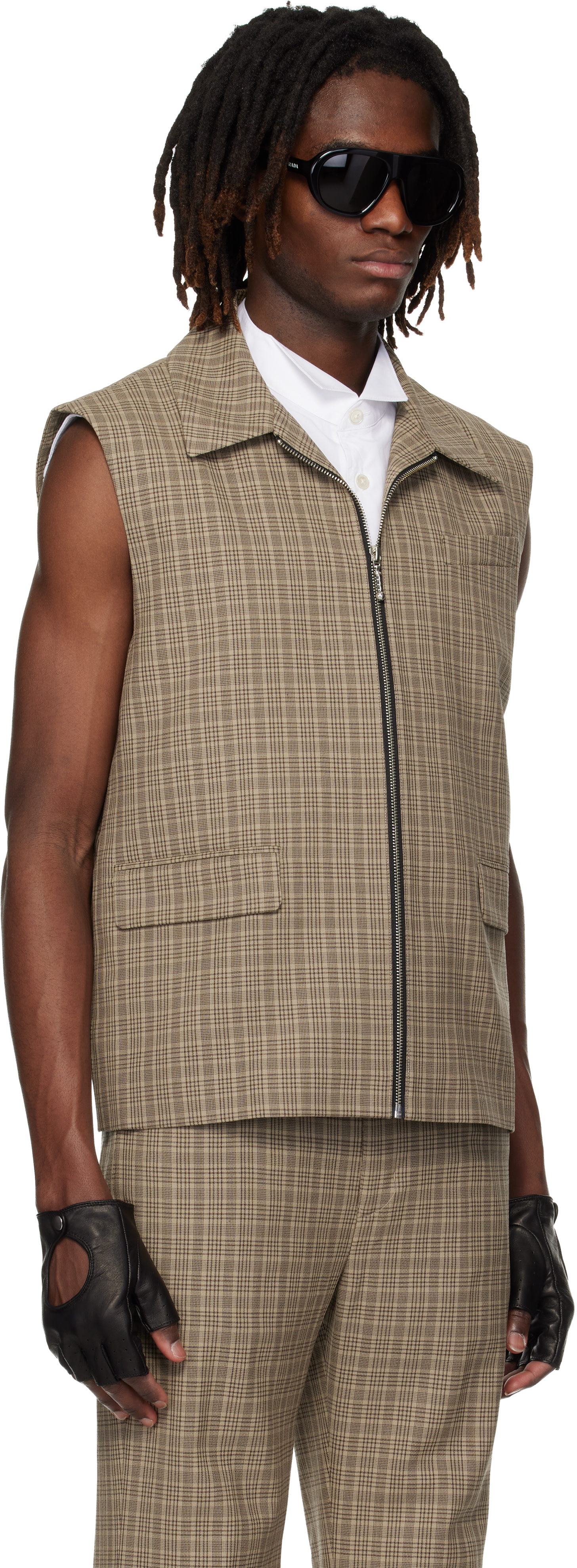 Ernest W. Baker - Brown Sleeveless Tailored Jacket Vest
