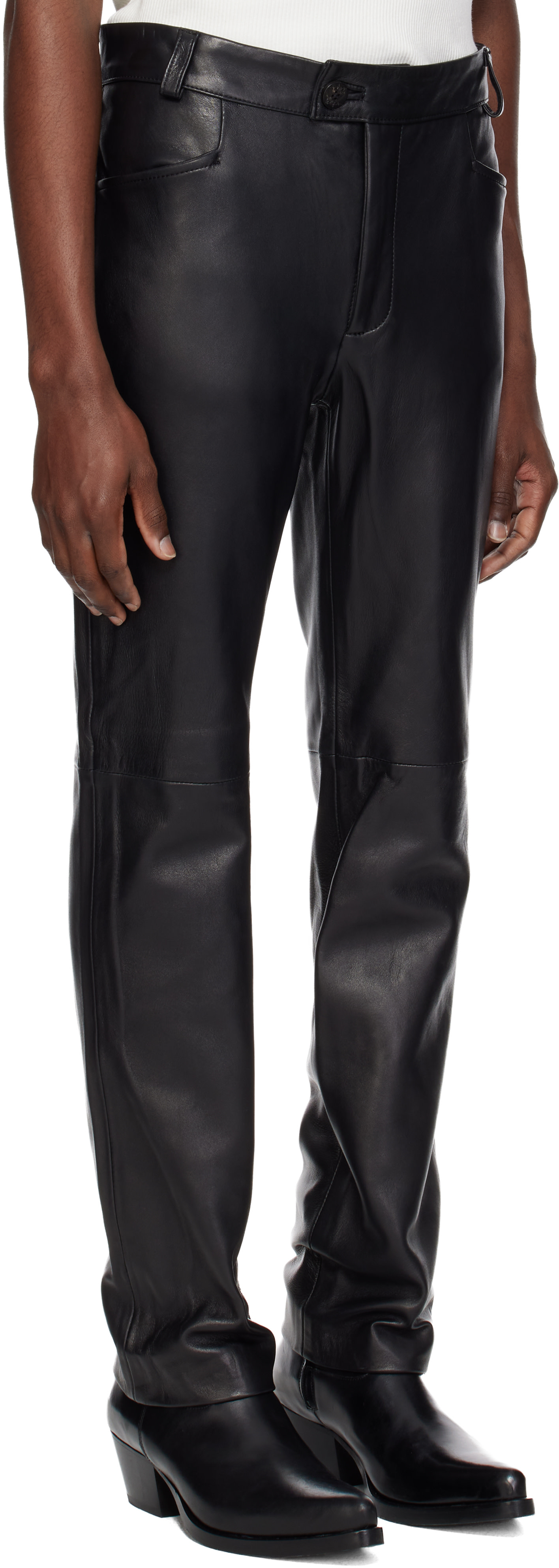 律*様 ernest w. baker leather archive L gr Ernest W. Baker: Black Straight-Fit Leather Pants | SSENSE