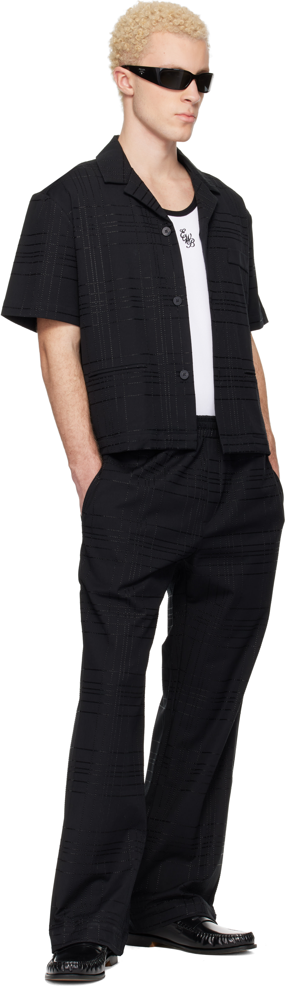 ernest w baker スラックス Ernest W. Baker: Black Straight Fit Track Pants | SSENSE