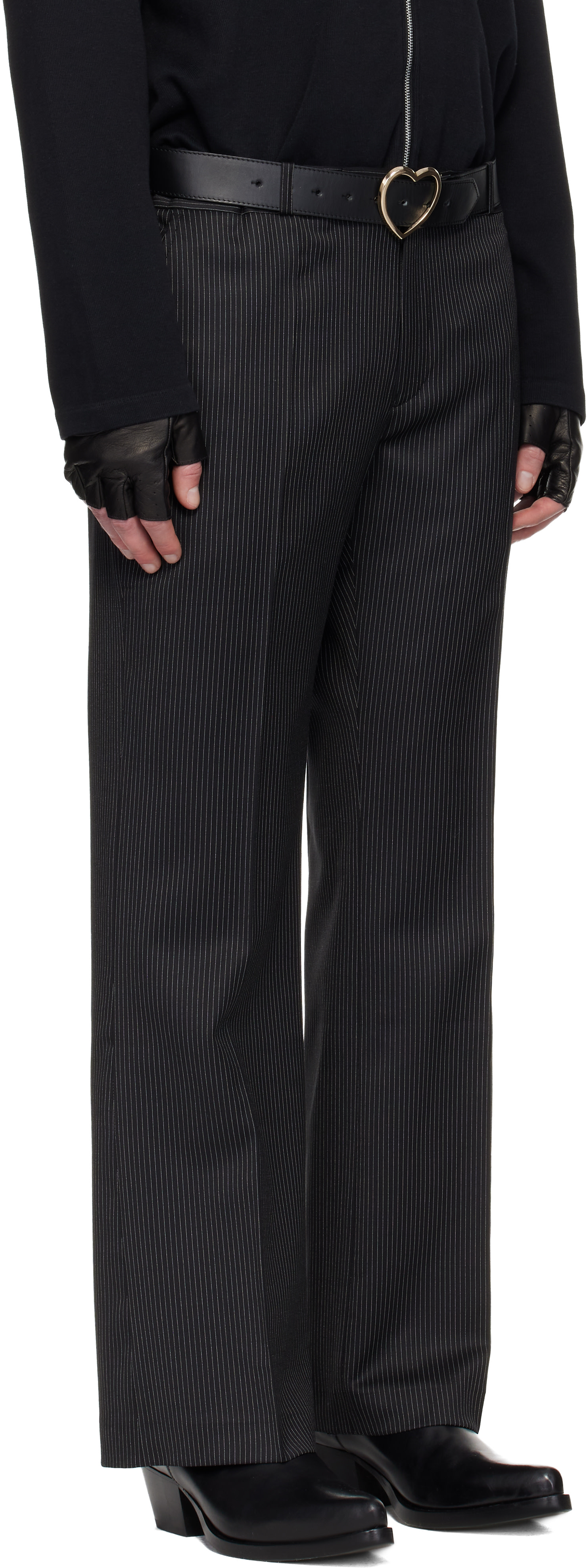 Ernest W. Baker: Black Loose Fit Flare Trousers | SSENSE