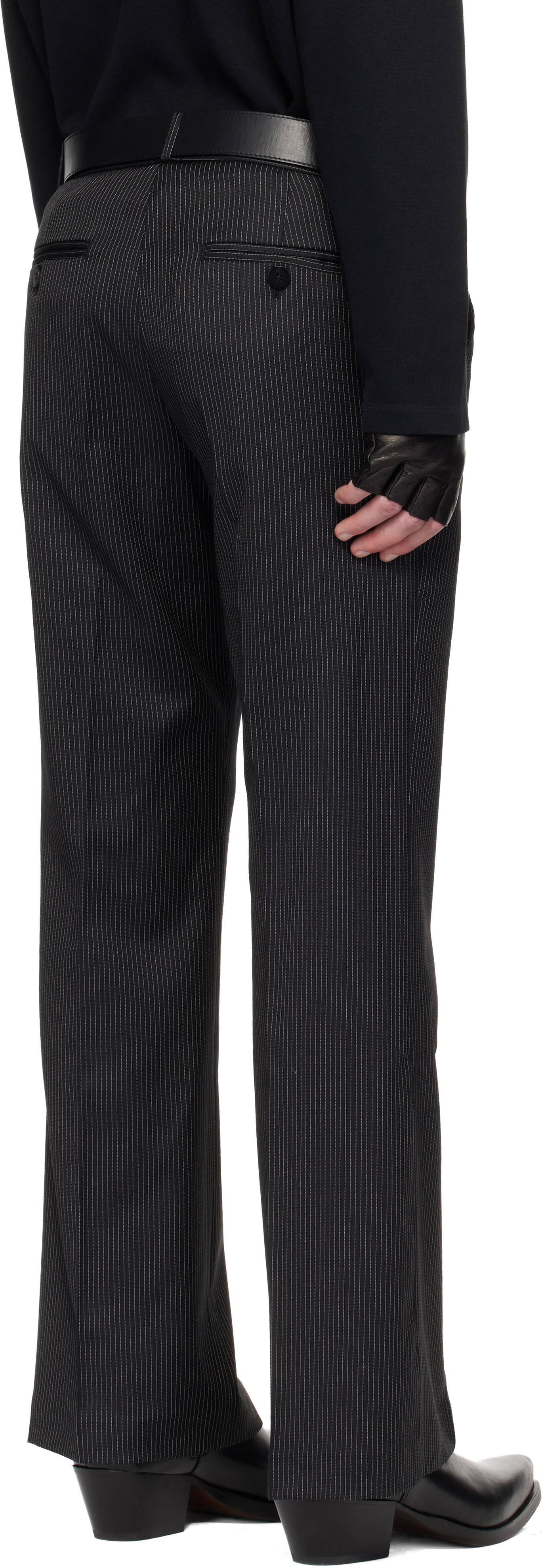 Ernest W. Baker: Black Loose Fit Flare Trousers | SSENSE