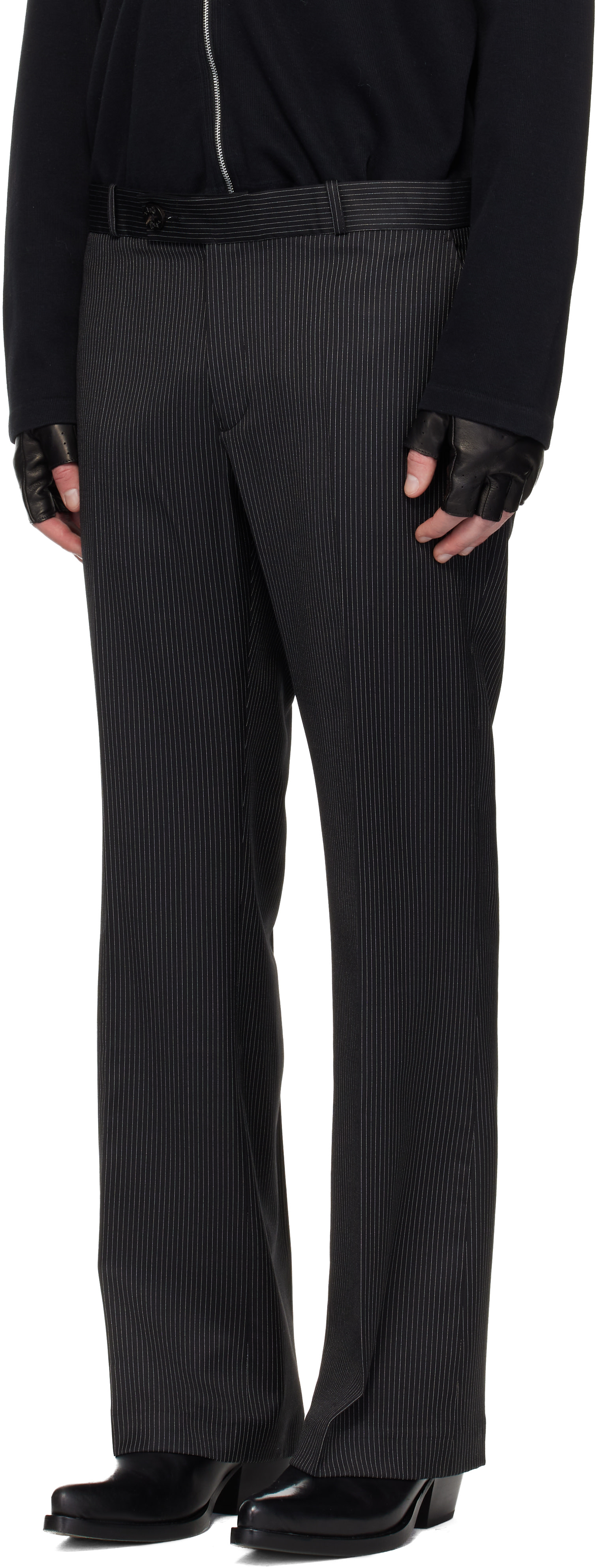 Ernest W. Baker: Black Loose Fit Flare Trousers | SSENSE