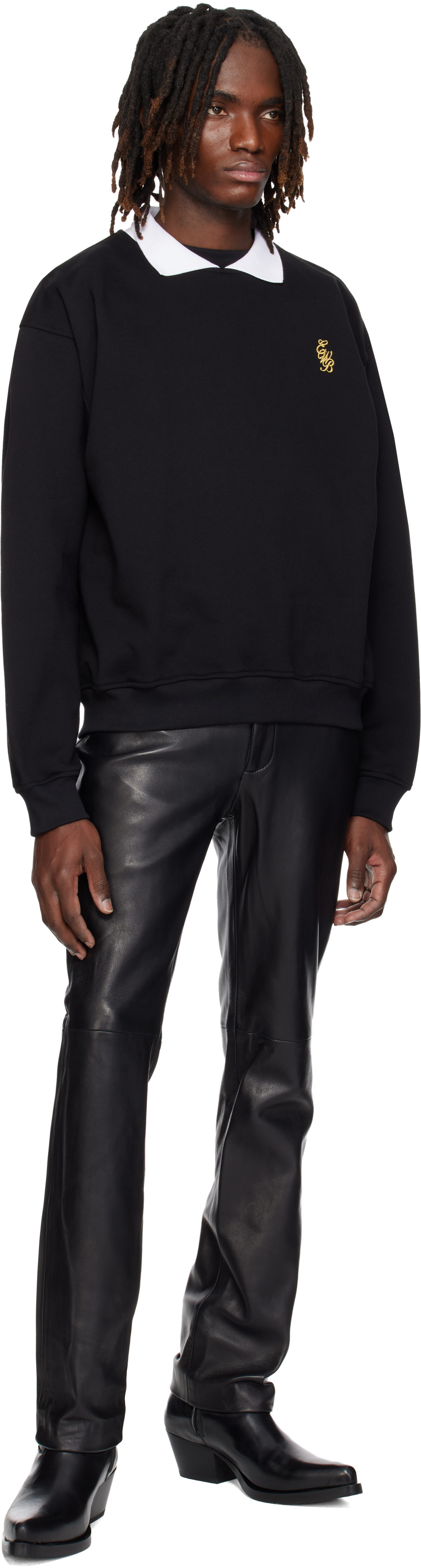 Ernest W. Baker - Black & White Golf Long Sleeve Polo