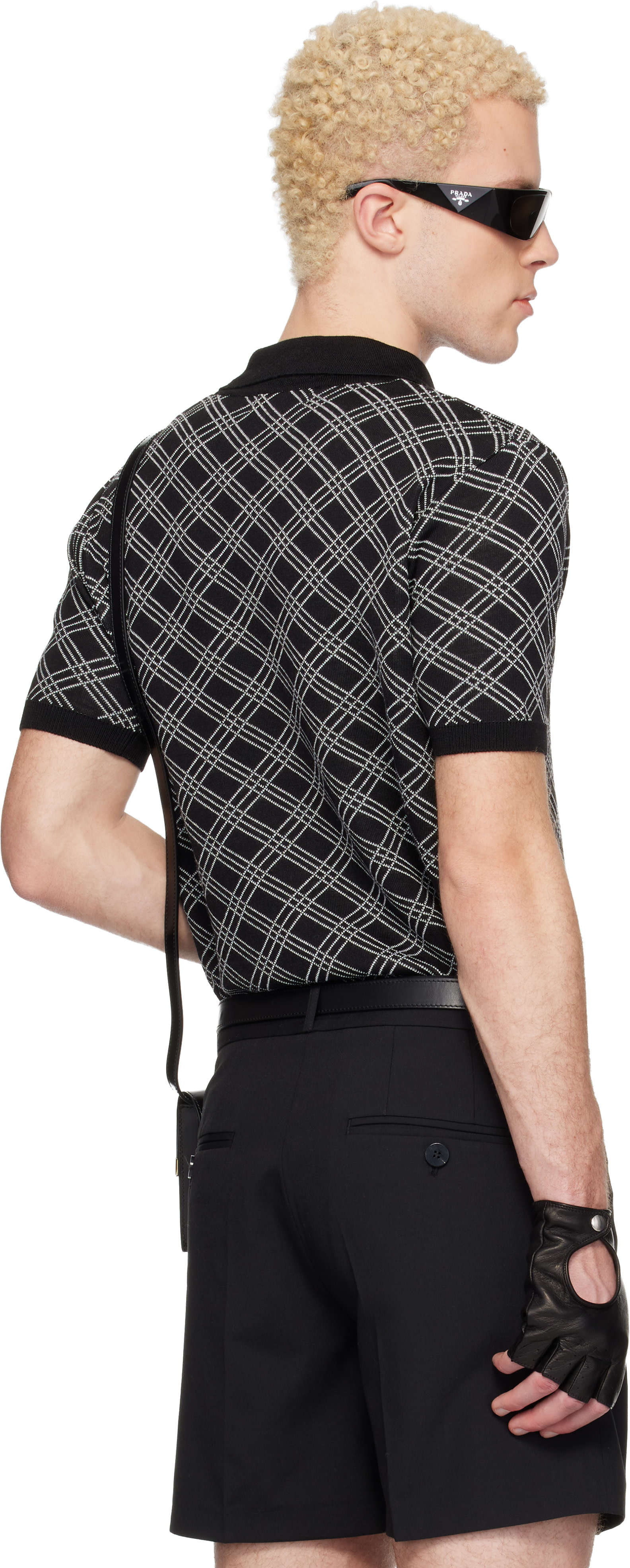 Ernest W. Baker: Black Check Jacquard Polo | SSENSE