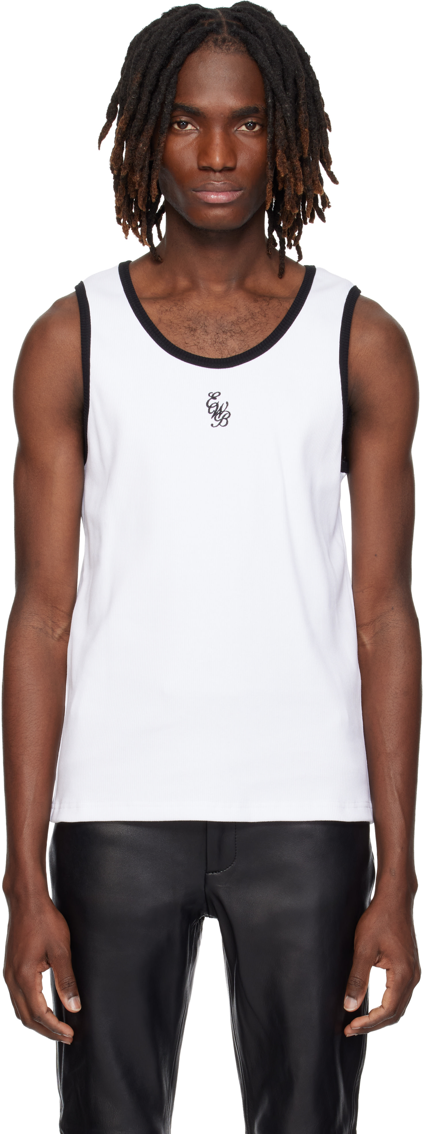 Ernest W. Baker - White & Black 'EWB' Embroidered Tank Top