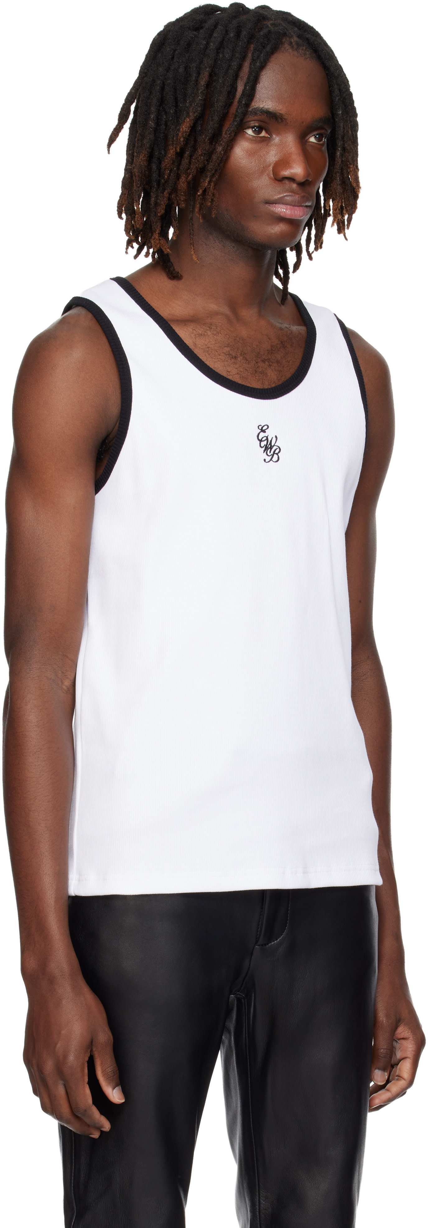 Ernest W. Baker - White & Black 'EWB' Embroidered Tank Top