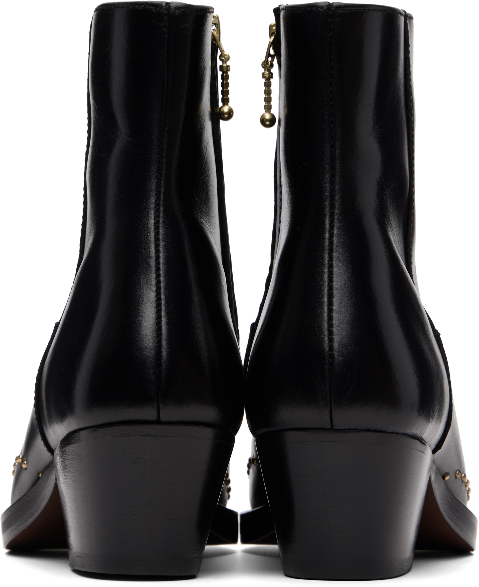 ERNEST W. BAKER ブラック ウエスタンブーツ Ernest W. Baker: Black Studded Western Boots | SSENSE