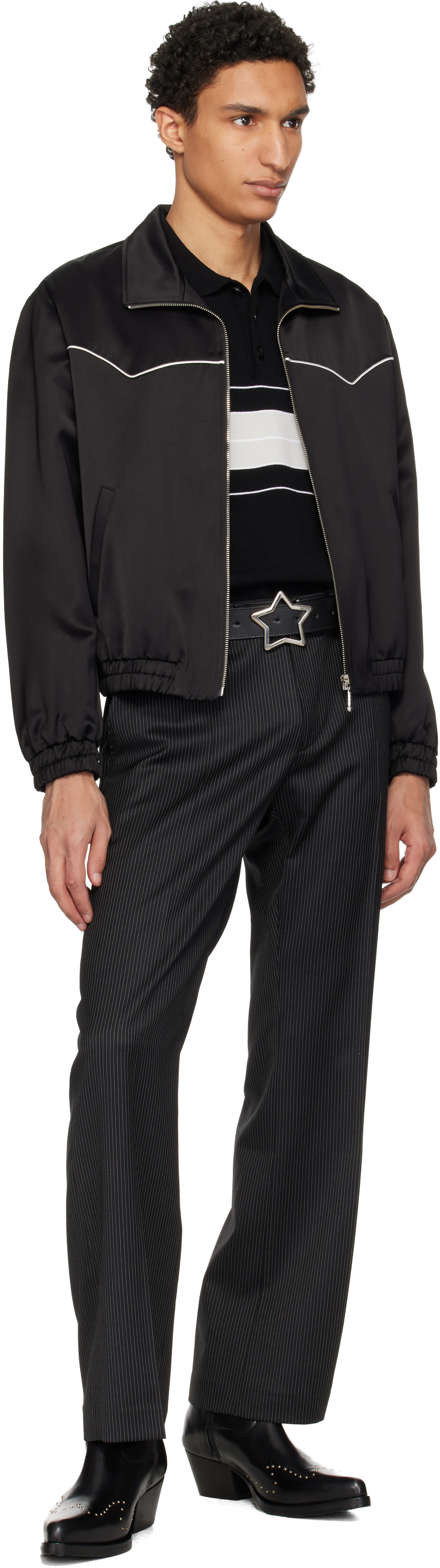 Ernest W. Baker: Black Studded Western Boots | SSENSE