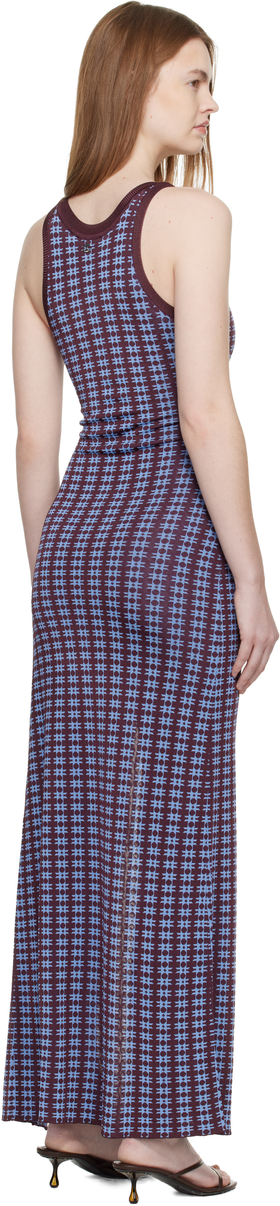 Rabanne: Blue & Burgundy Knit Midi Dress