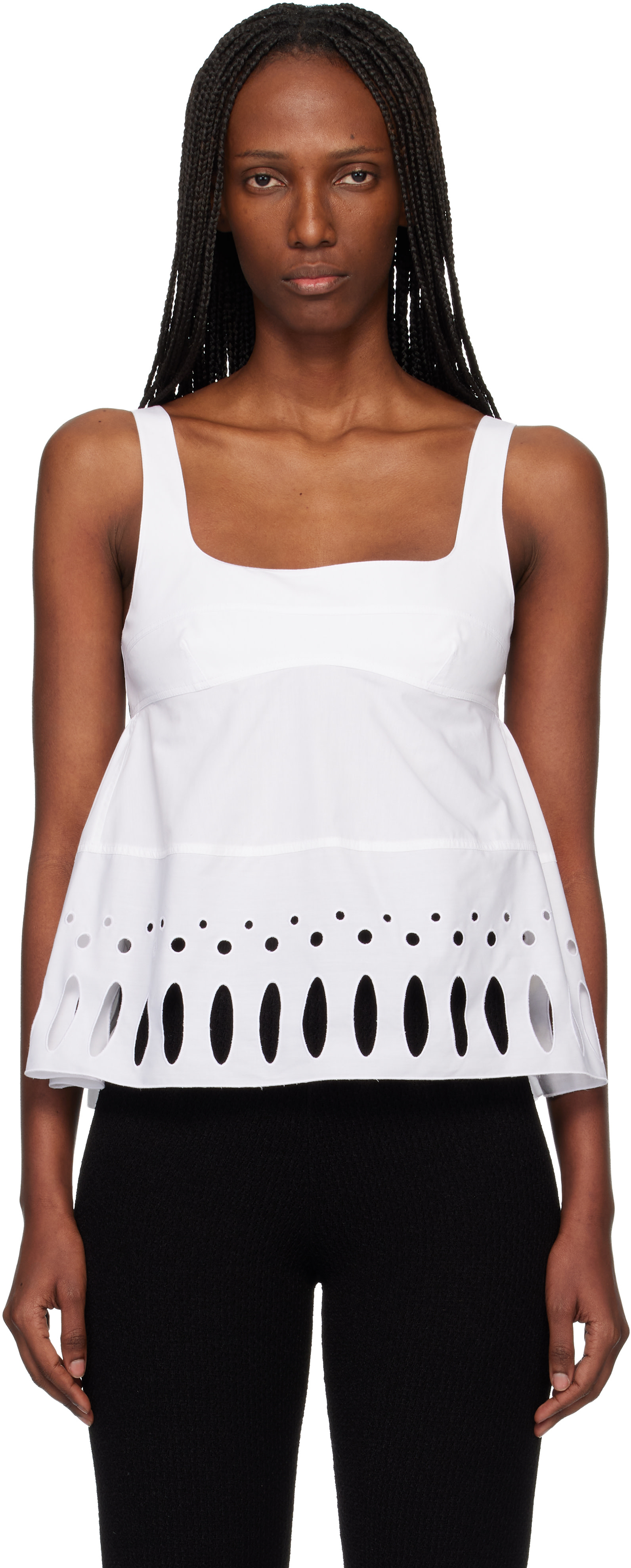 Rabanne: White Square Neck Tank Top | SSENSE