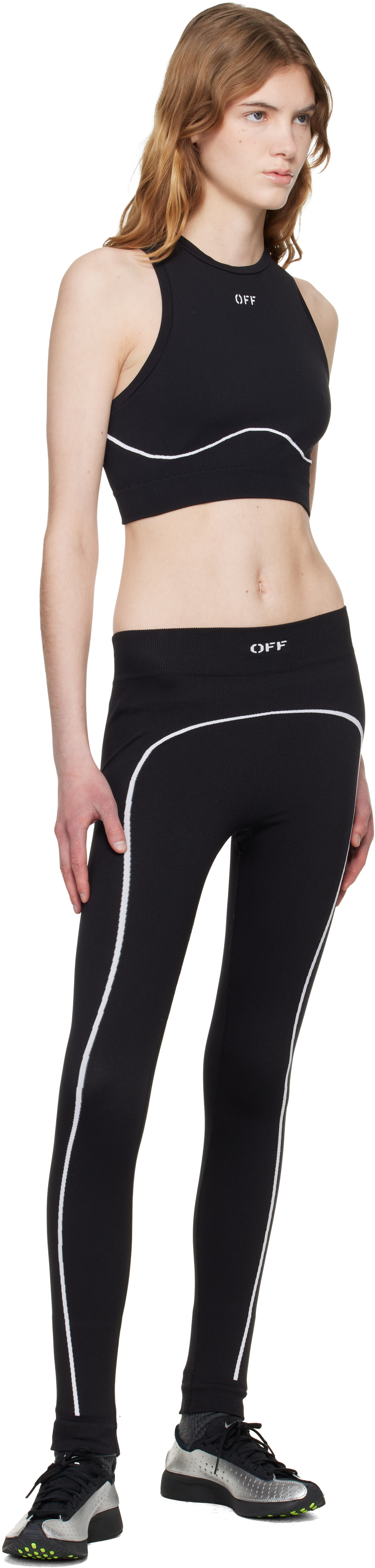 Off-White - Legging sans coutures noir à logo